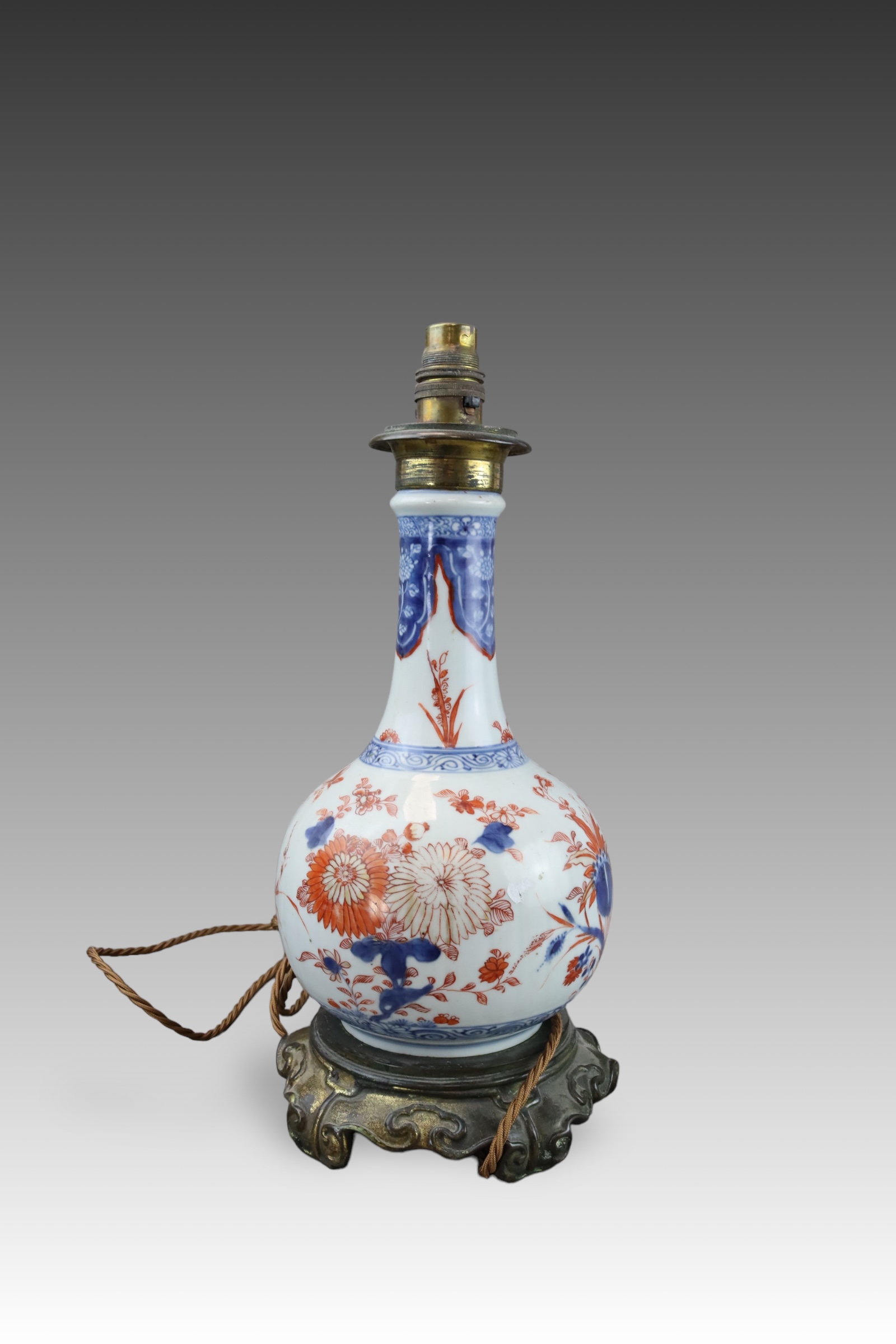 An Ormolu Mounted Chinese Imari Bottle Vase, Kangxi