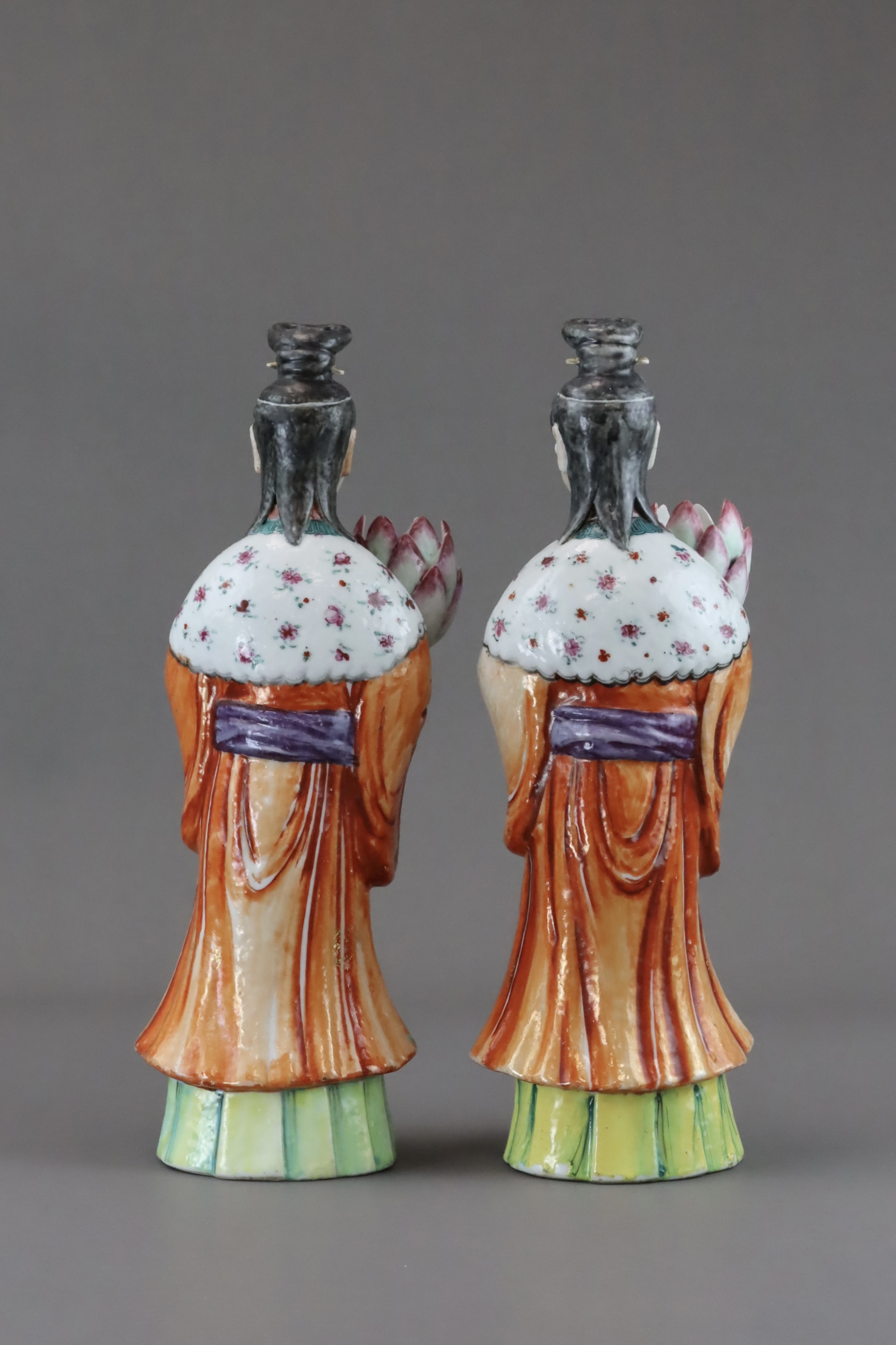 A Pair of 'famille rose' Ladies, Qianlong - Image 5 of 12