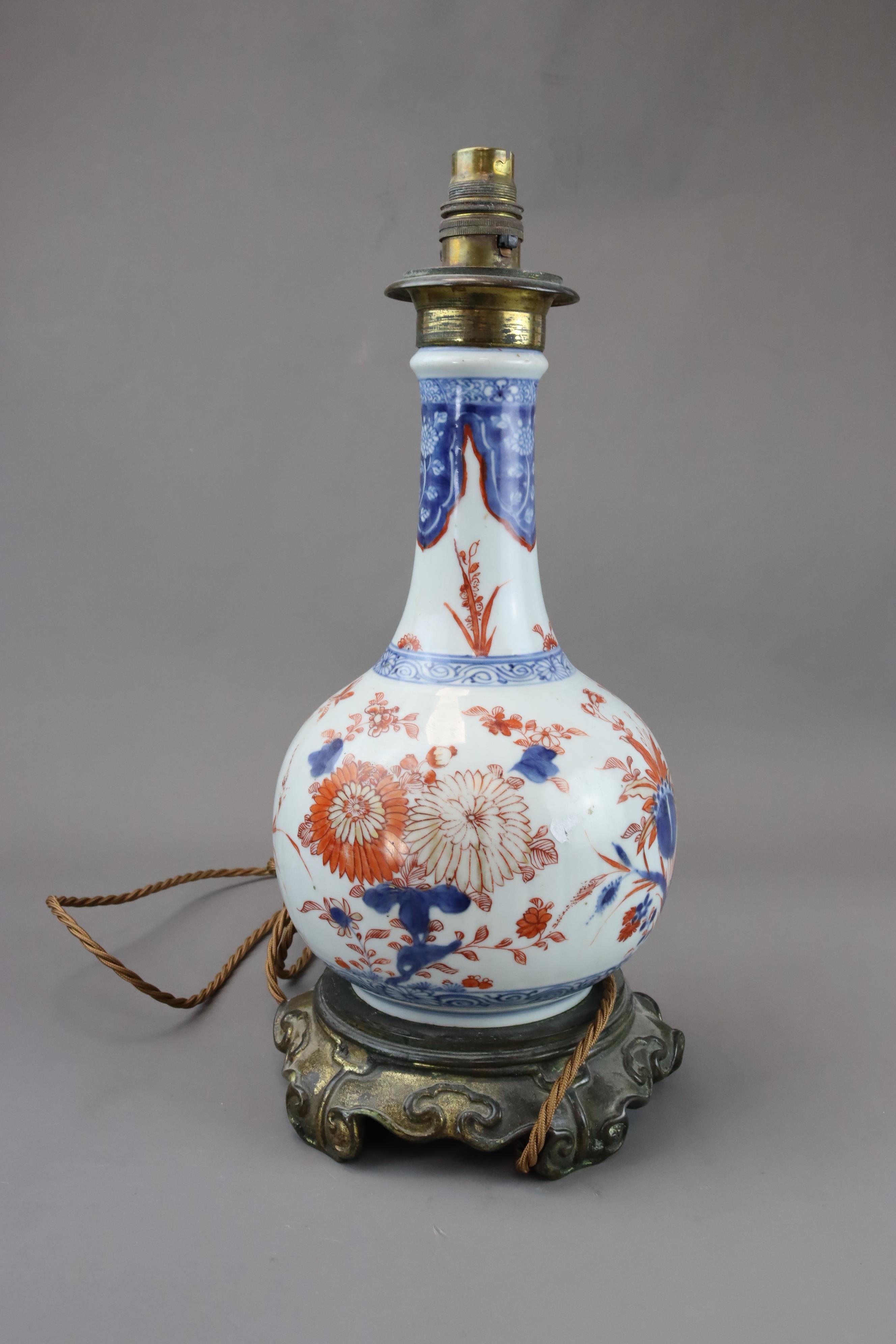 An Ormolu Mounted Chinese Imari Bottle Vase, Kangxi - Image 5 of 8