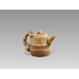 A Yixing Teapot and Cover of Bamboo Form, late Qing/early Republic