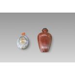 A Shield Shaped Soapstone Snuffbottle; and an Ovoid Agate Snuffbottle,mid/late Qing dynasty