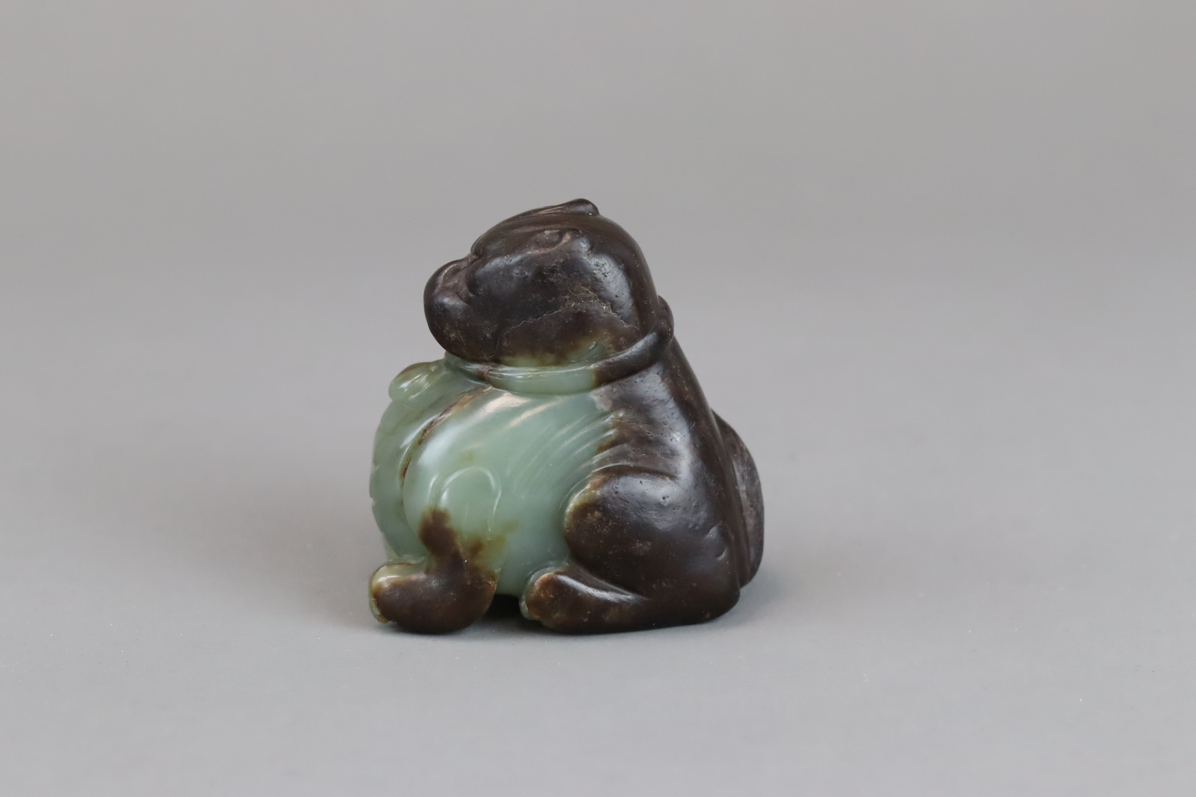 A Green and Brown Jade Seated Lion, Ming dynasty, - Image 4 of 10