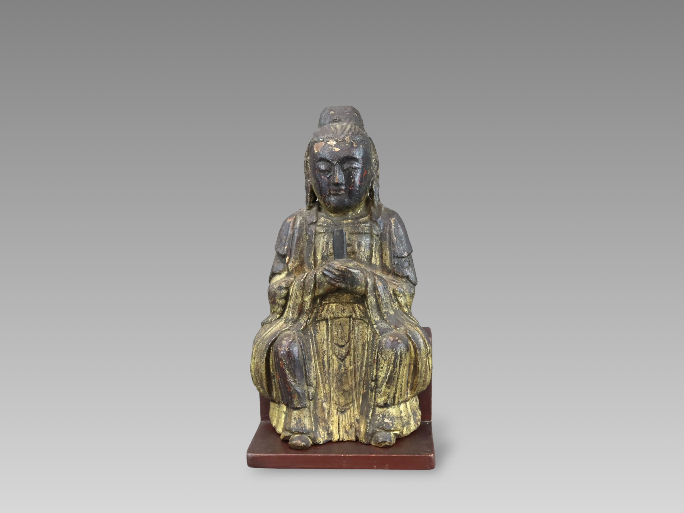 A Gilt lacquered Wood Seated Dignitary, Ming dynasty,