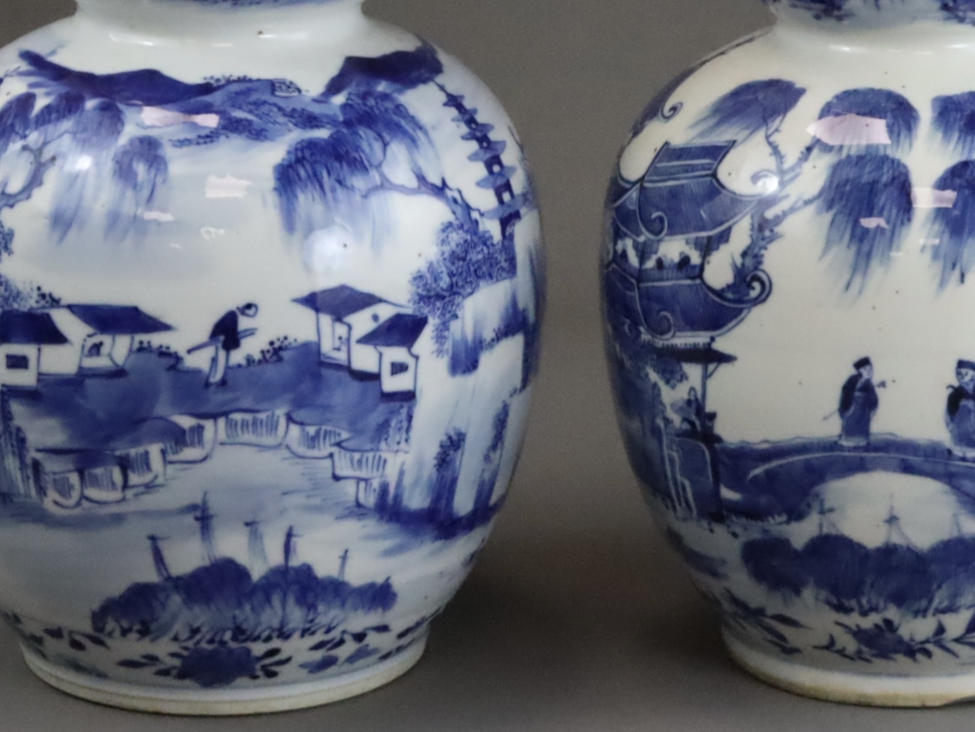 A Pair of Blue and White Double Gourd Vases, 19th century, - Image 9 of 12