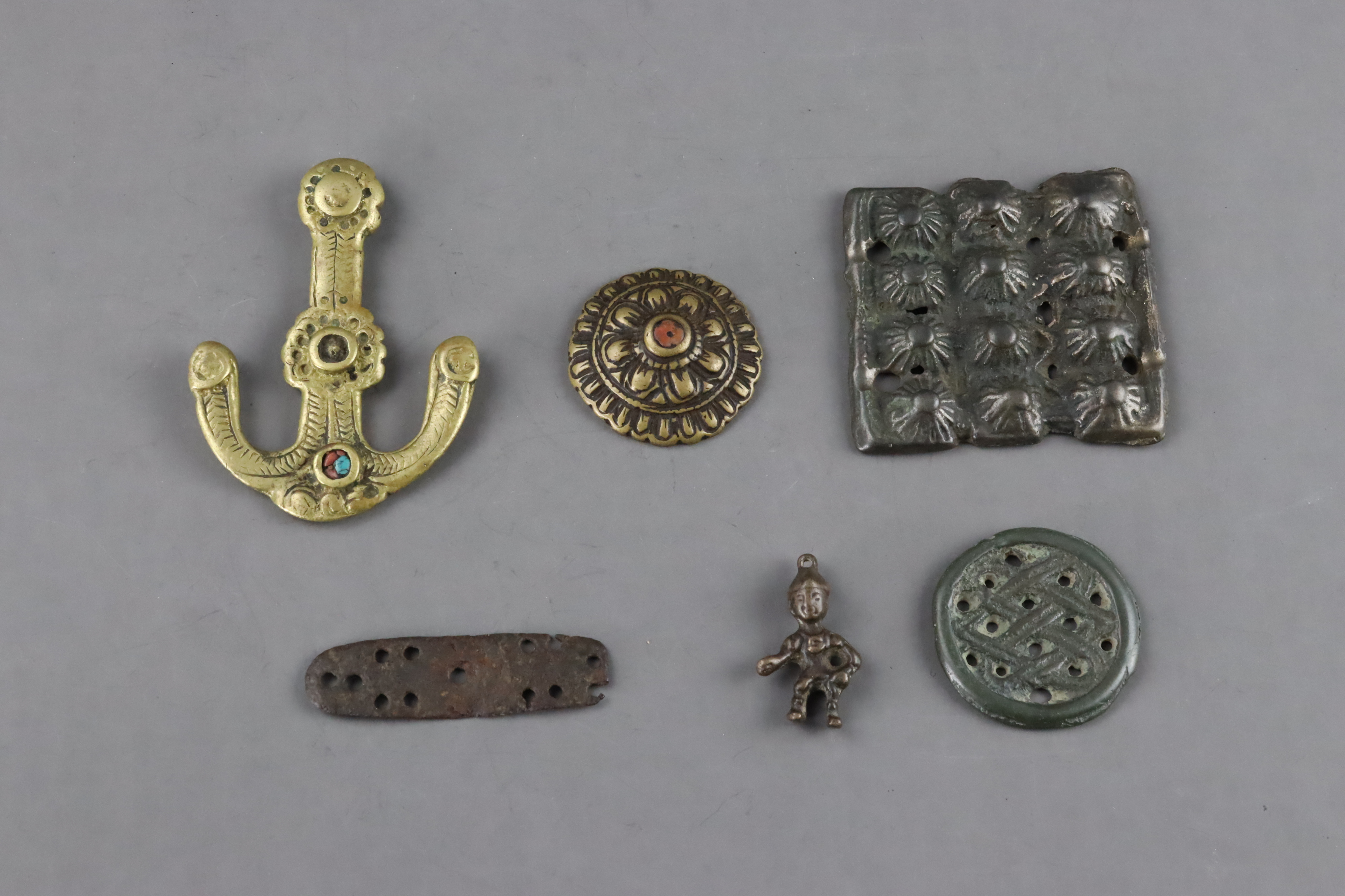 Six Small Bronze or Iron Objects, mainly Tibetan, 19th century and earlier, - Image 2 of 8