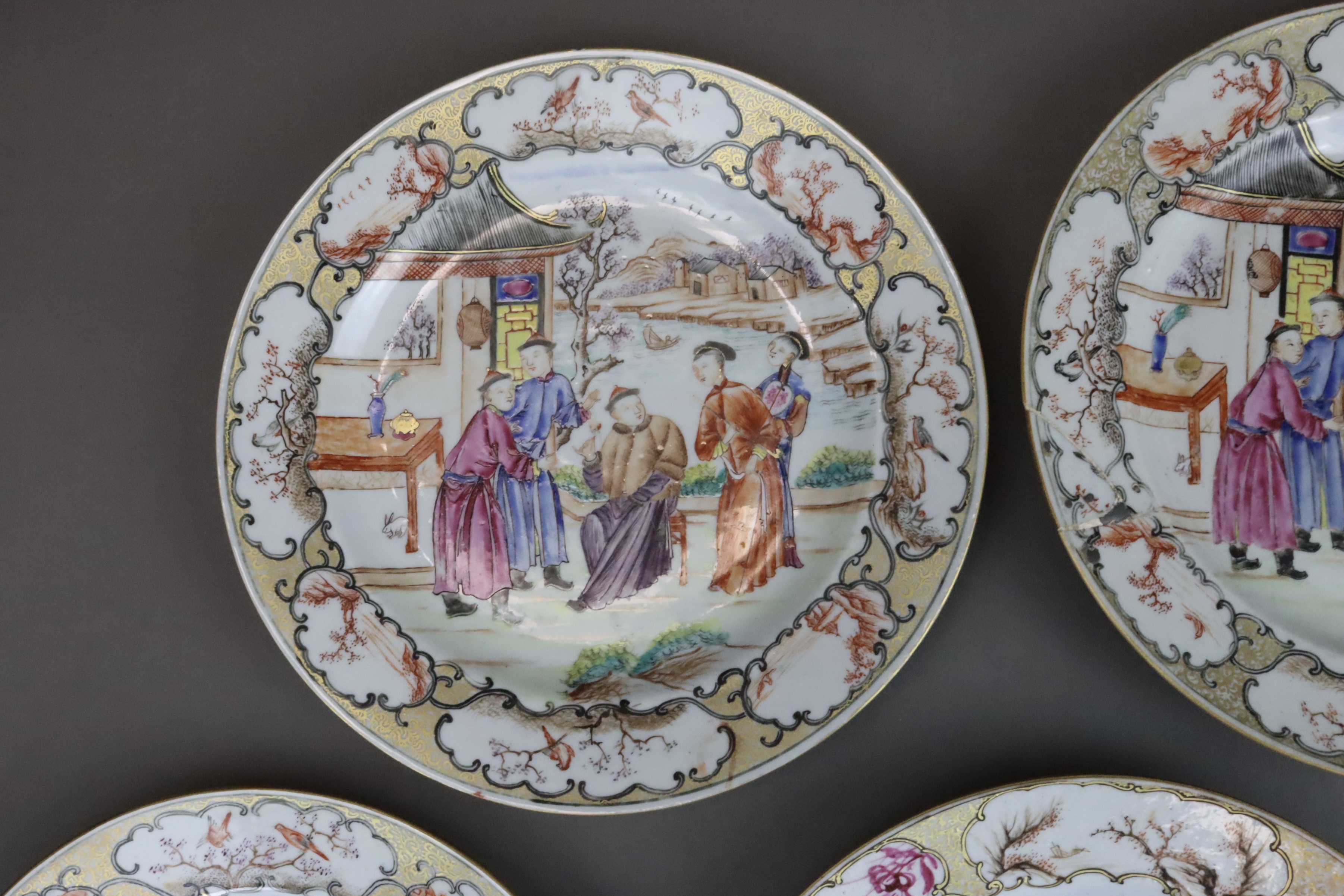 A Set of 9  Blue and White and 'famille rose' Plates, Qianlong - Image 5 of 11