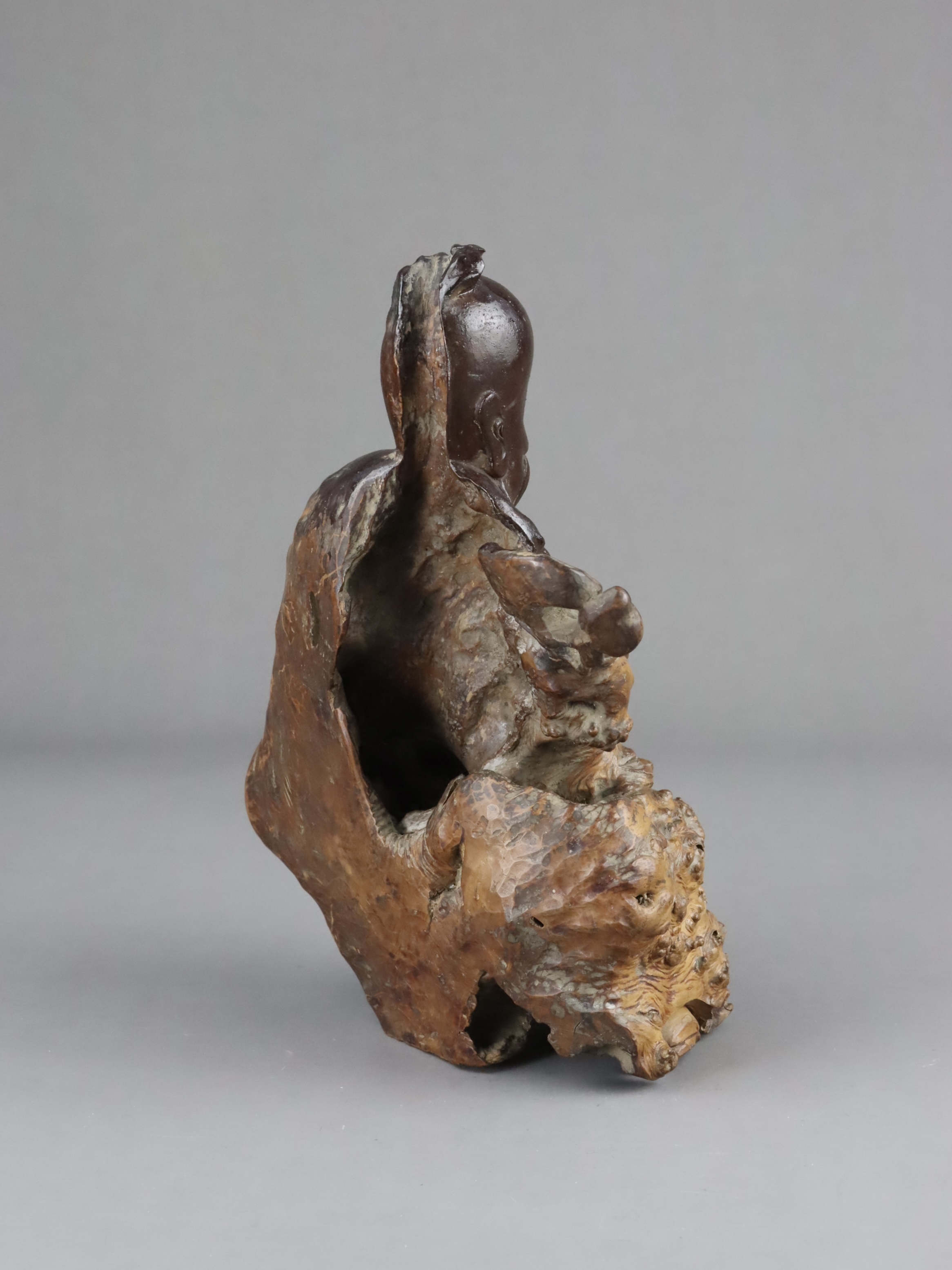 A Root Wood Carving of Shoulao, Qing dynasty - Image 3 of 11