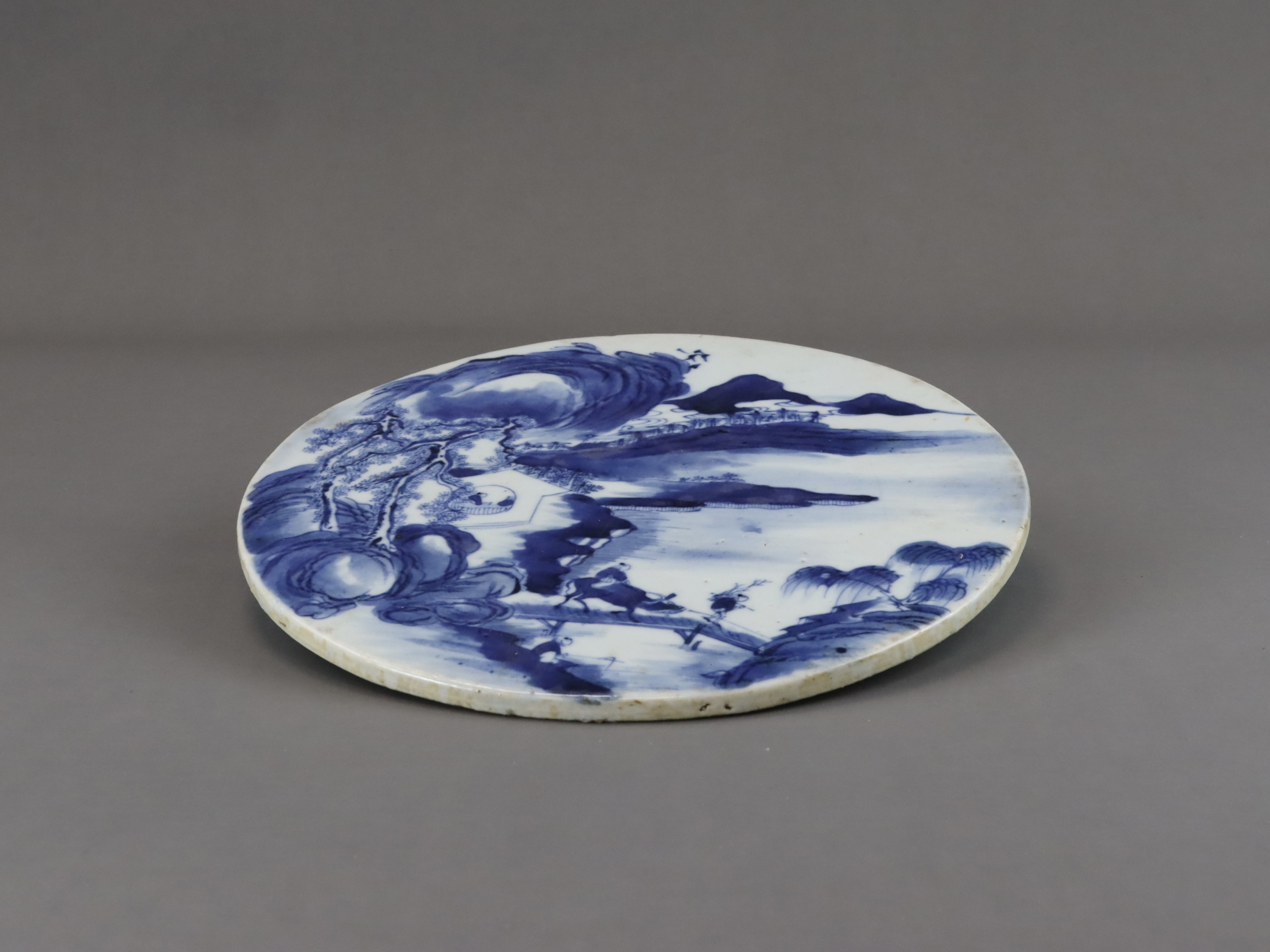 A Blue and White Landscape Roundel, 19th century, - Image 5 of 5