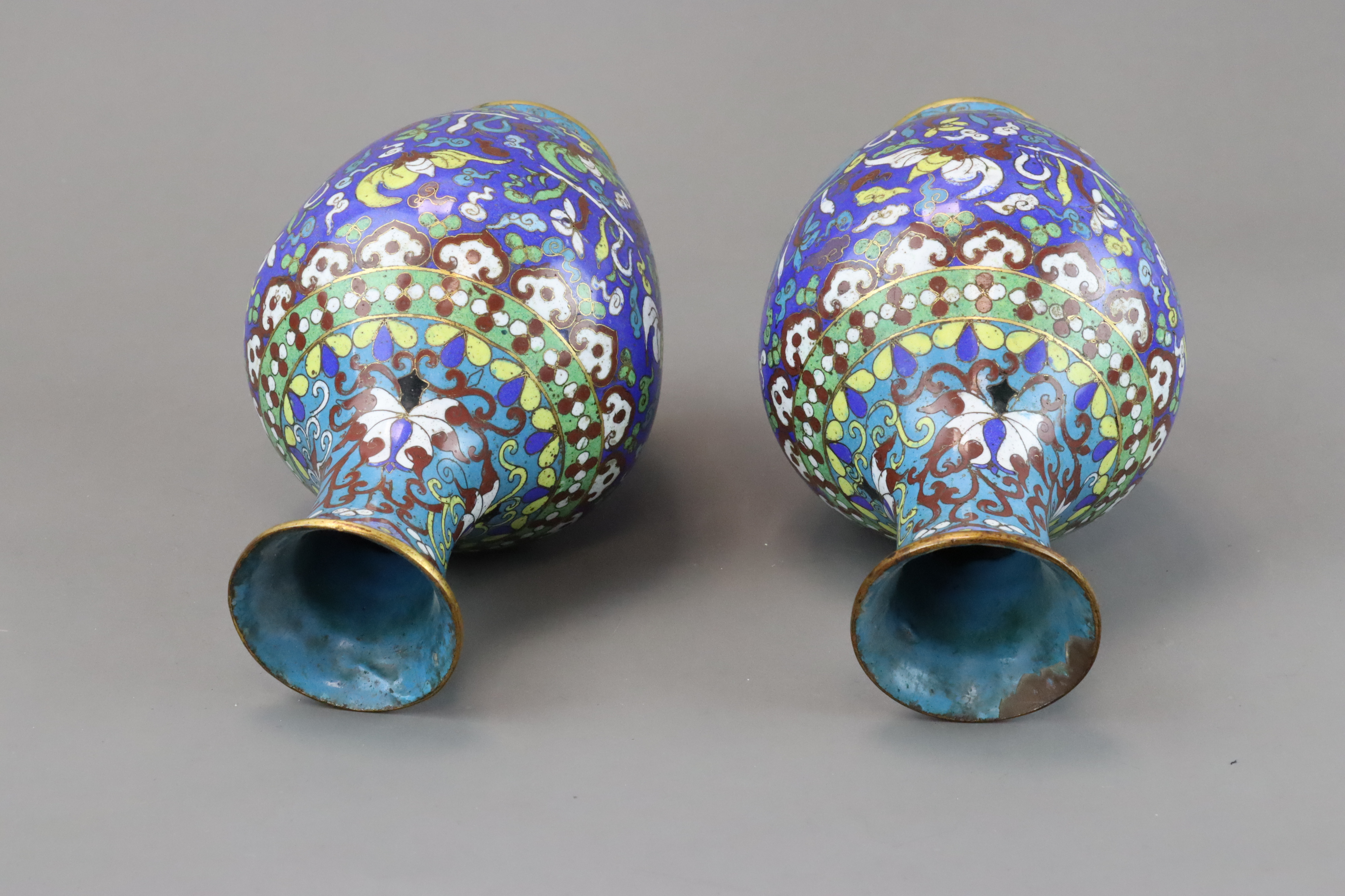 A Pair of Cloisonne Bottle Vases, 19th century, - Image 3 of 7