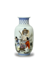 A famille-rose figural and calligraphy vase, marked Zaisixuan