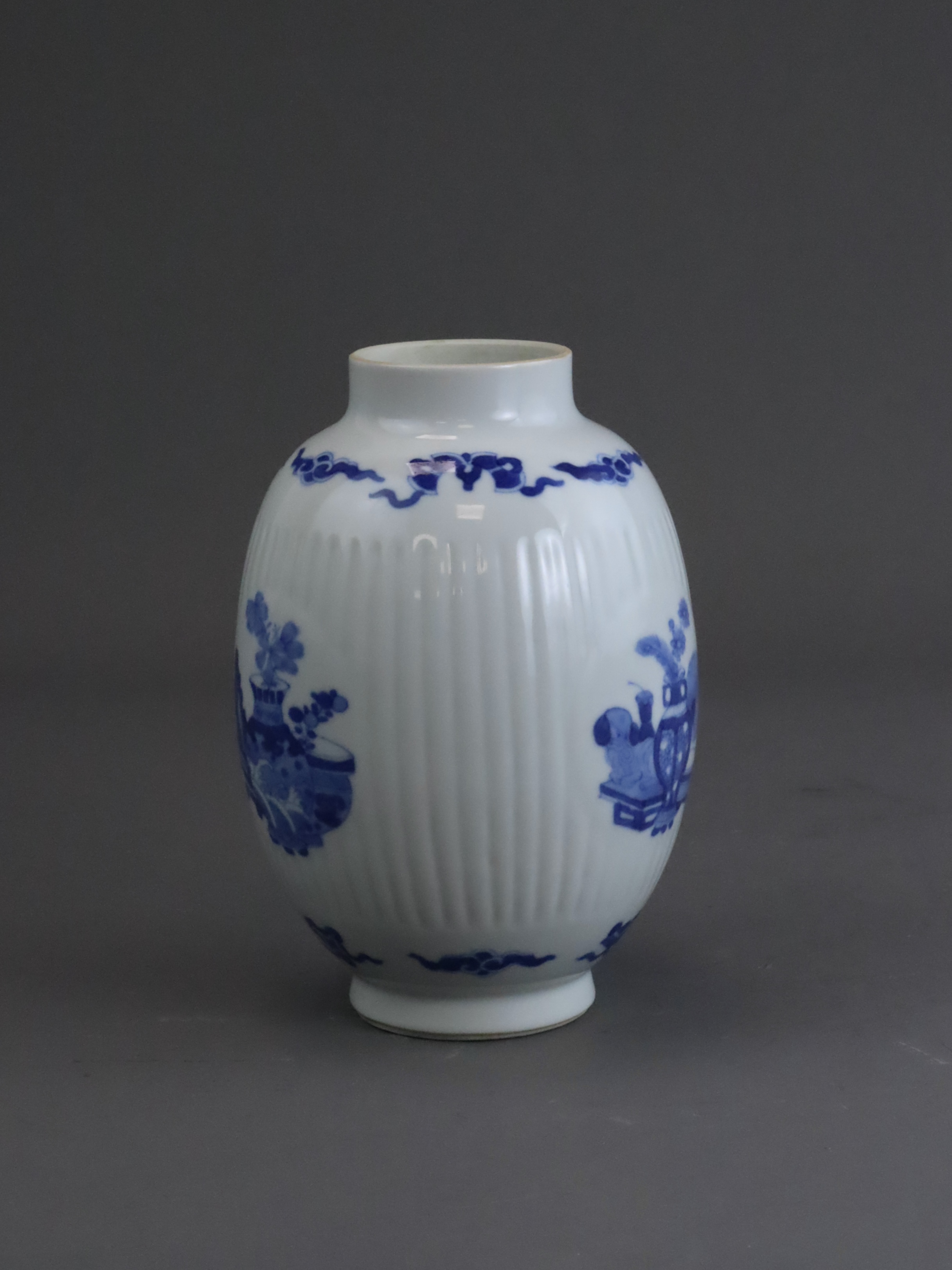 A Blue and White Inscribed Jar, possibly Kangxi, - Image 3 of 8