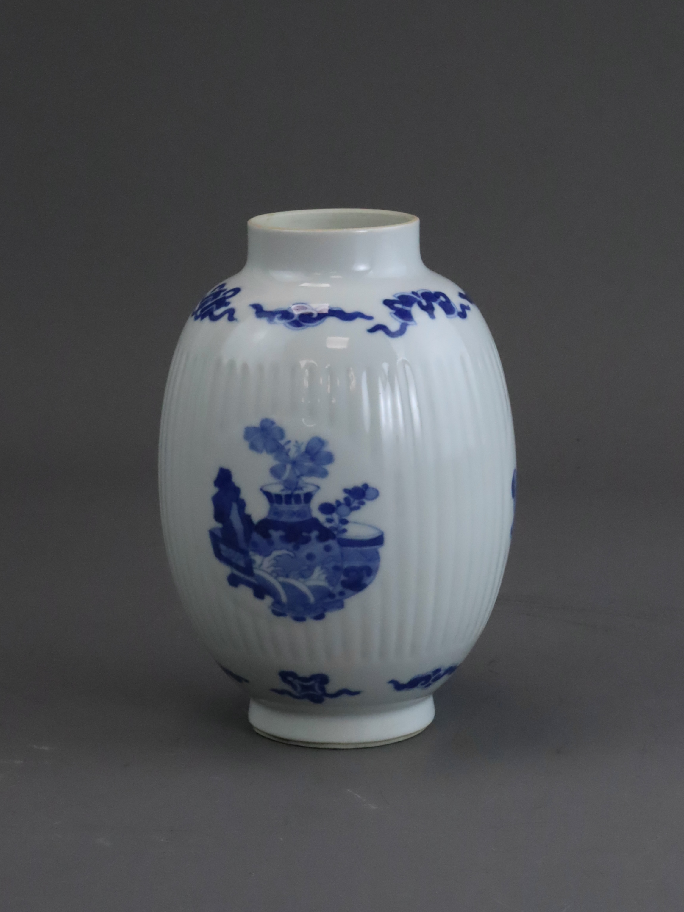 A Blue and White Inscribed Jar, possibly Kangxi, - Image 2 of 8