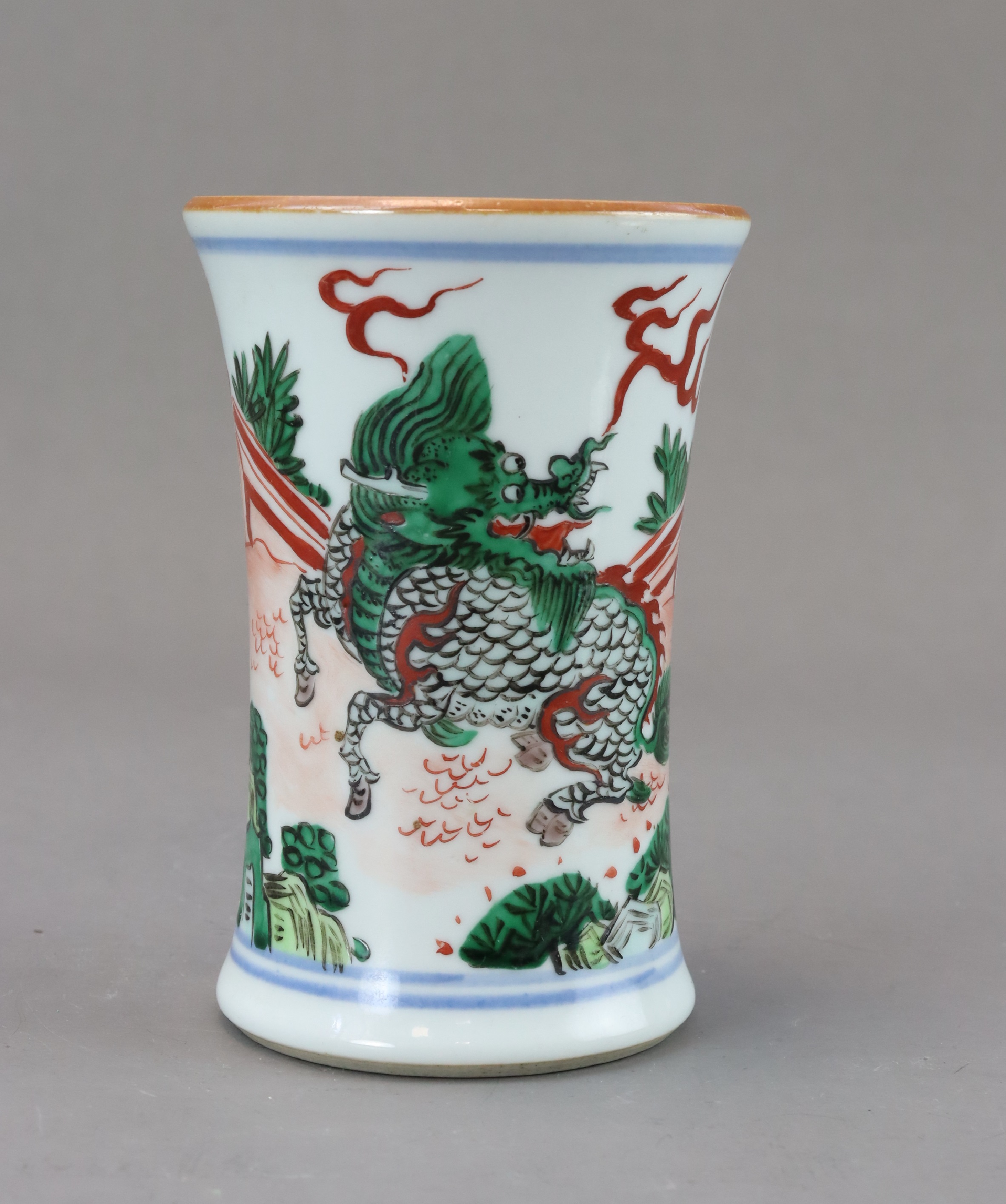 A 'famille verte' 'Qilin' Brushpot, Shunzhi