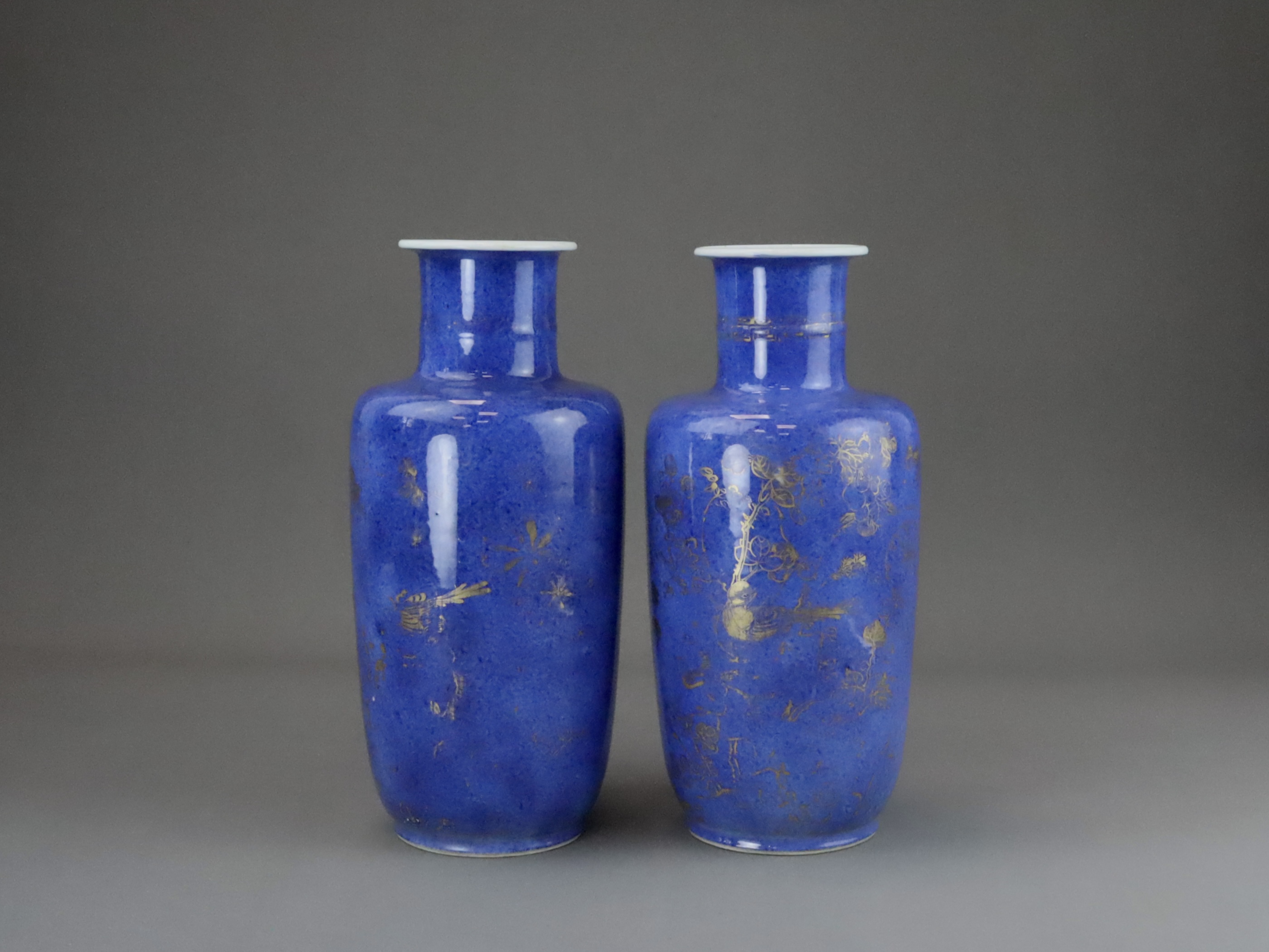 An Attractive Pair of 'bleu souffle' Rouleau Vases, Kangxi, - Image 2 of 8