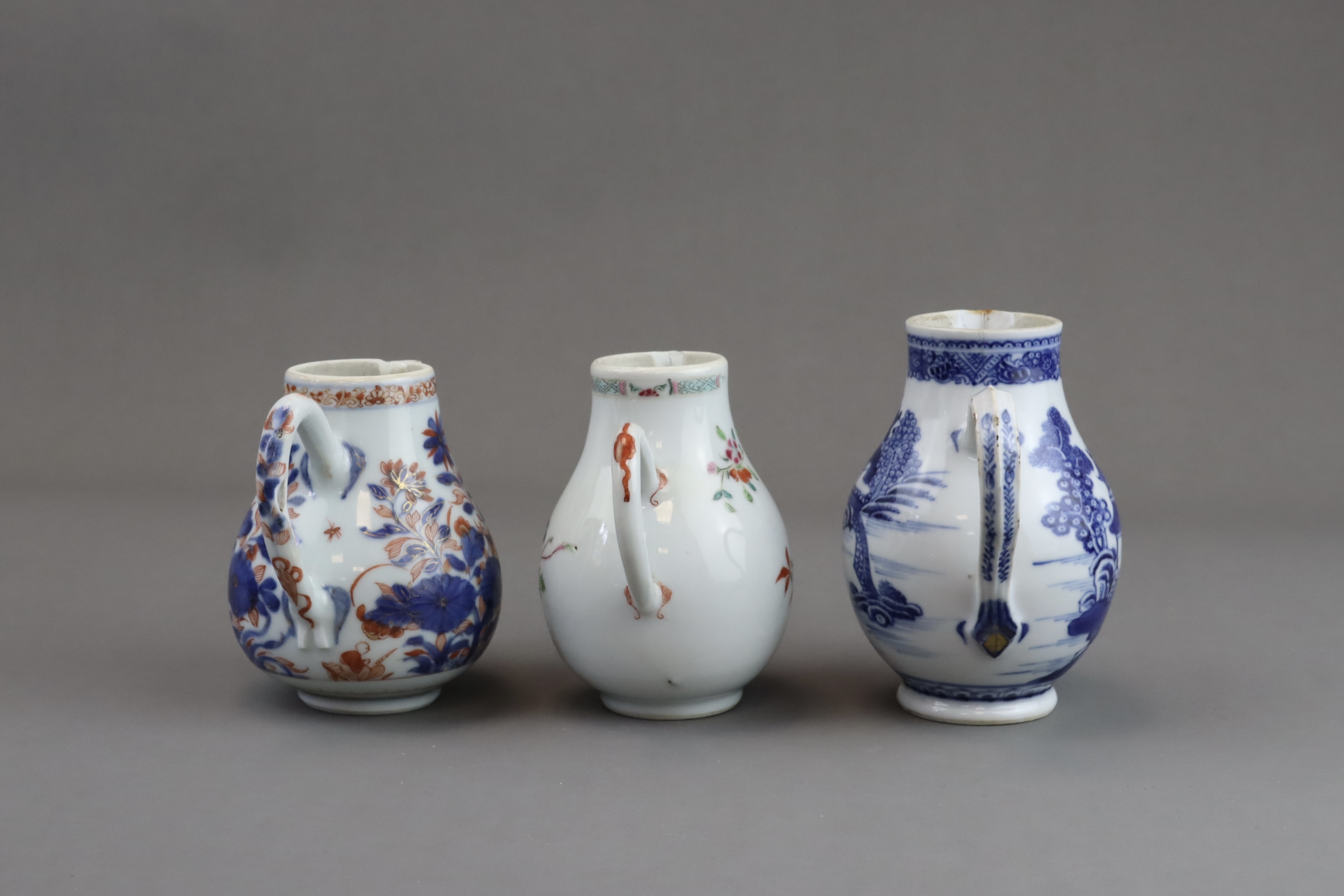 Three Blue and White and 'famille rose' Milk Jugs, 18th century - Image 4 of 10