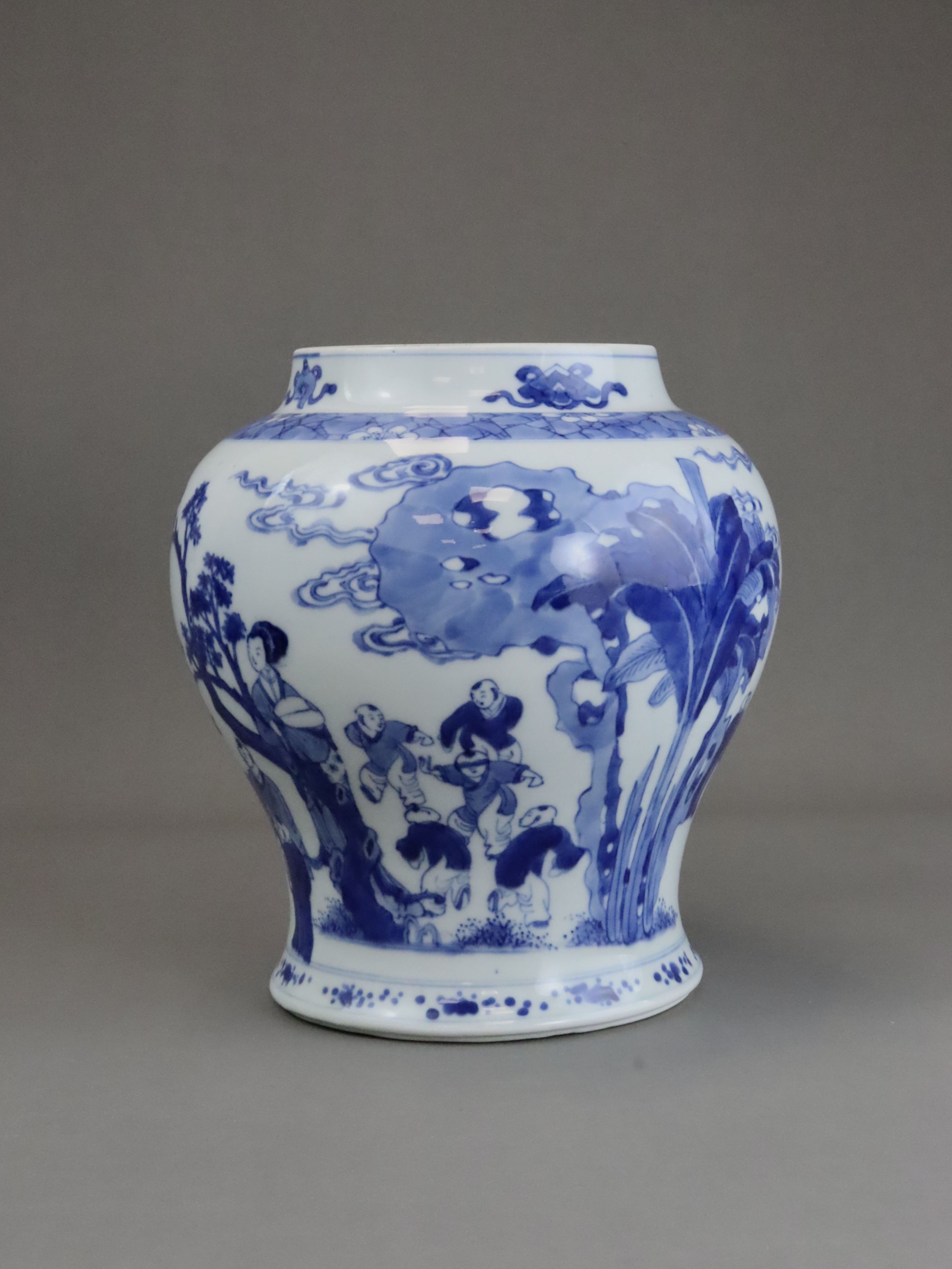 A Blue and White Jar with Boys Playing, Kangxi - Image 3 of 10