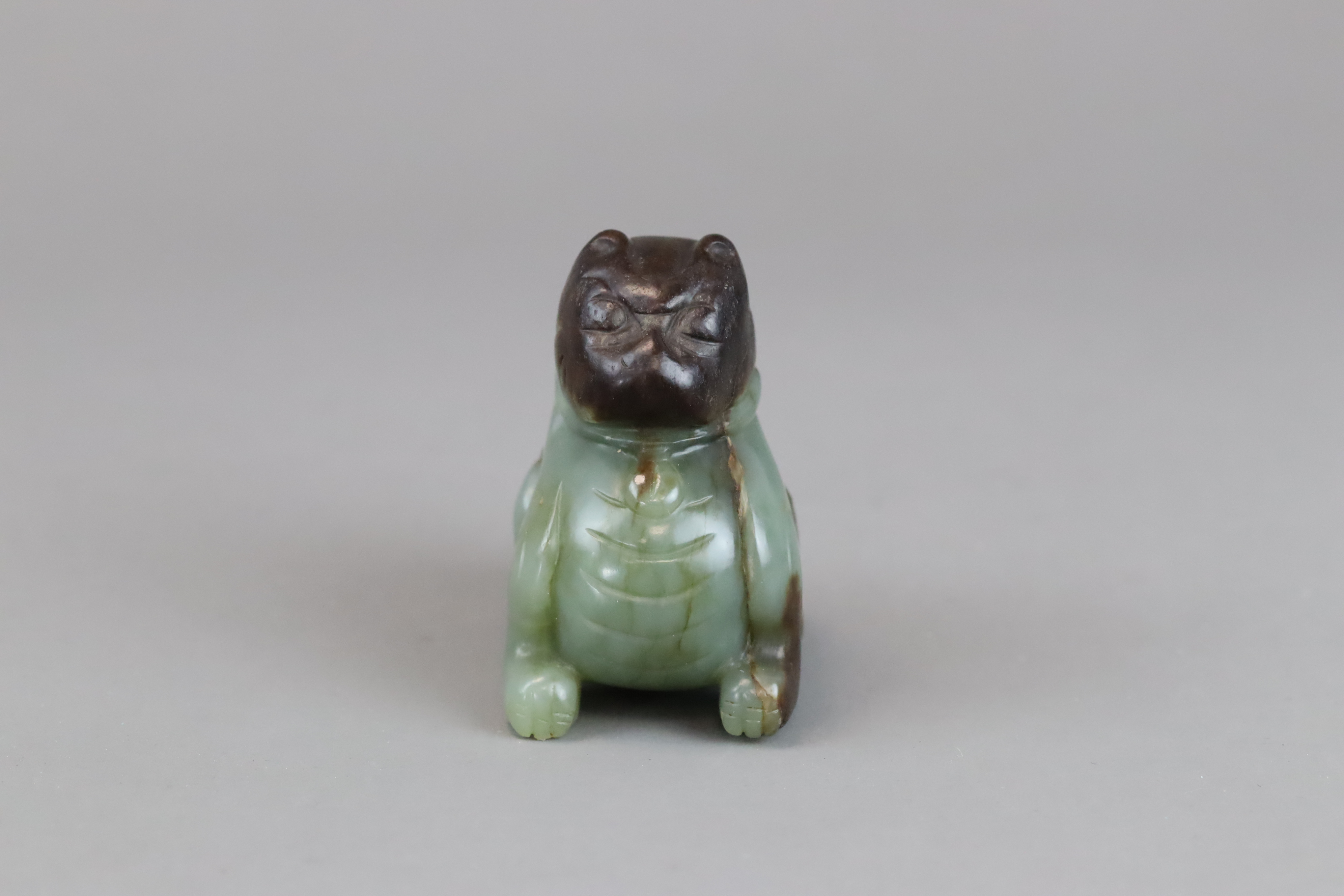 A Green and Brown Jade Seated Lion, Ming dynasty, - Image 8 of 10