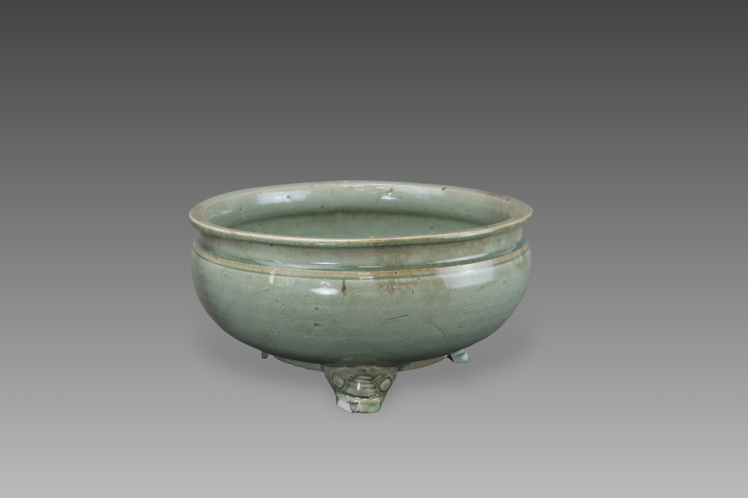 A Longquan Celadon Tripod Incense Burner, Ming dynasty