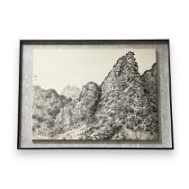 Wang Chi, (b.1983) Mountain Landscape, ink on paper