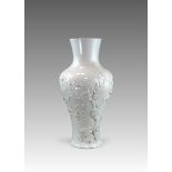 A Large White glazed Wang Bingrong type Bird and Flower Vase, late Qing dynasty,