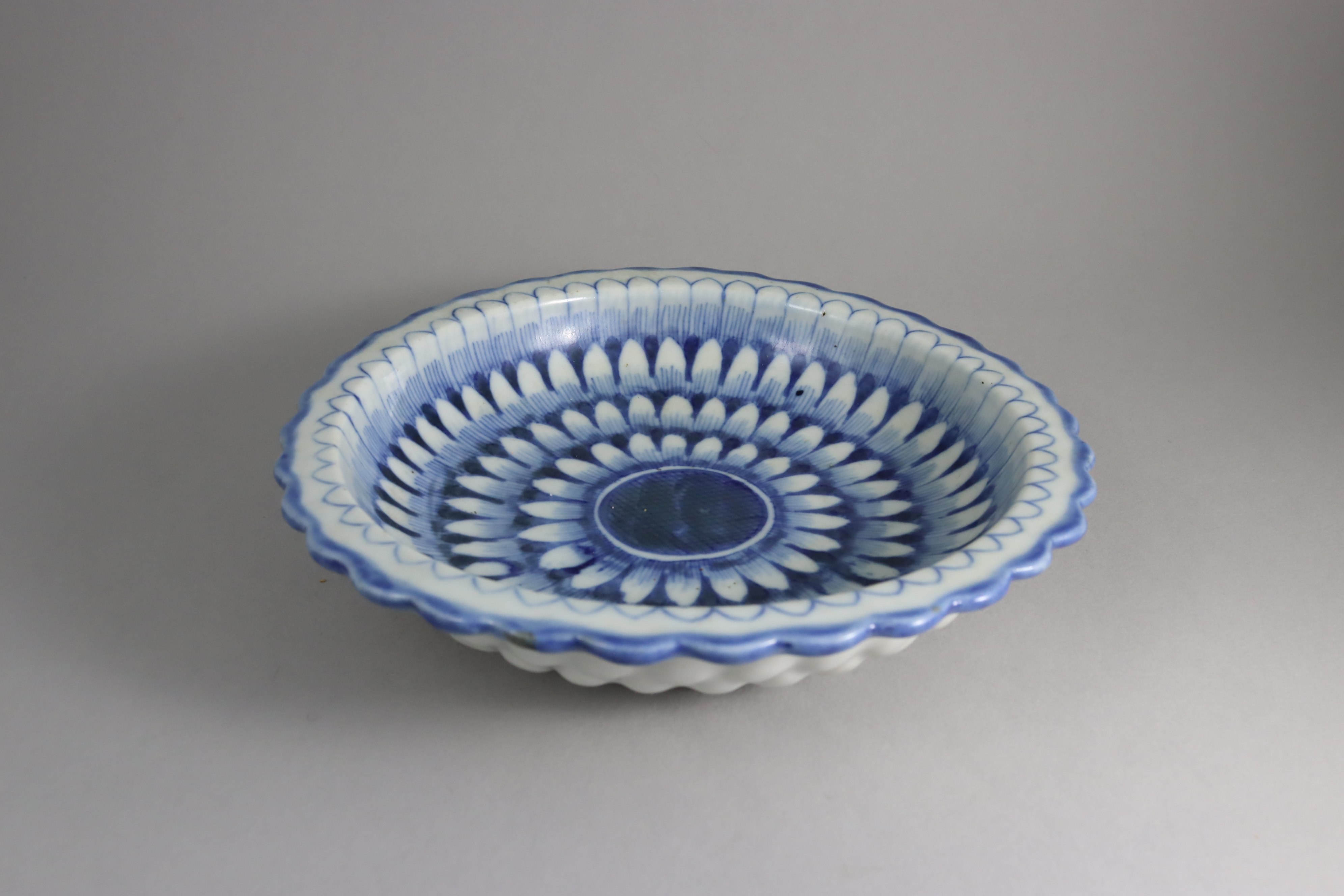 A Blue and White Moulded Dish, 19th century,  - Image 3 of 3