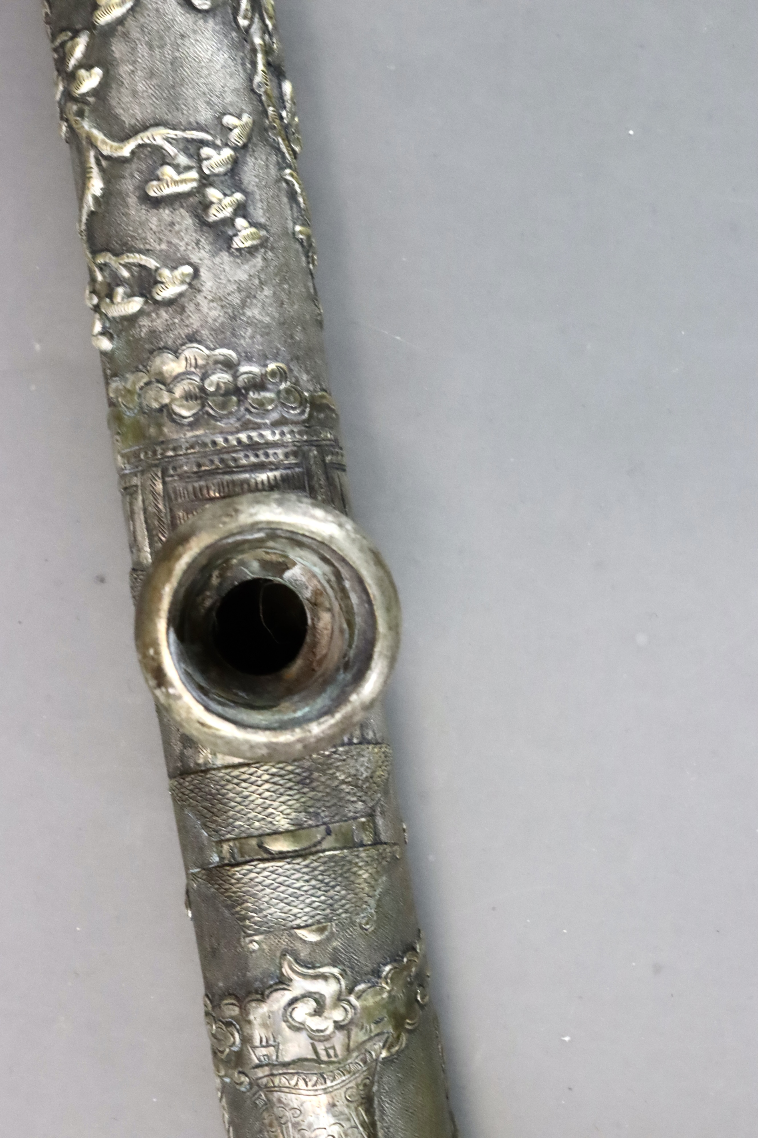 An Unusual Silver Opium Pipe, late Qing dynasty, - Image 10 of 11