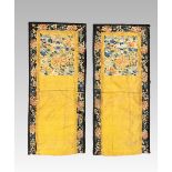 A Pair of Rectangular Embroideries with Vases of Flowers, Qing dynasty,