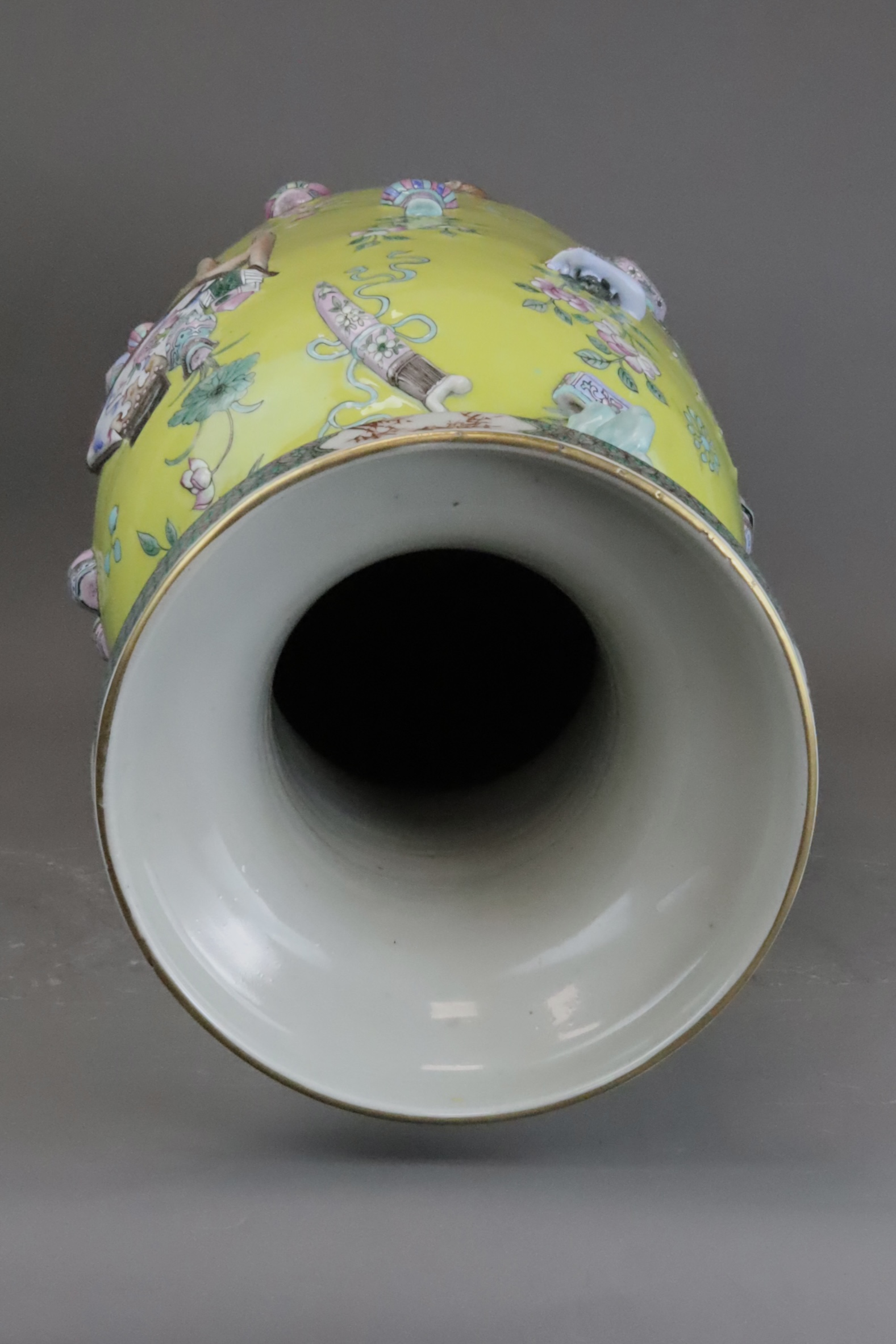 A Large Yellow Ground Moulded Vase, 19th century, - Image 13 of 14