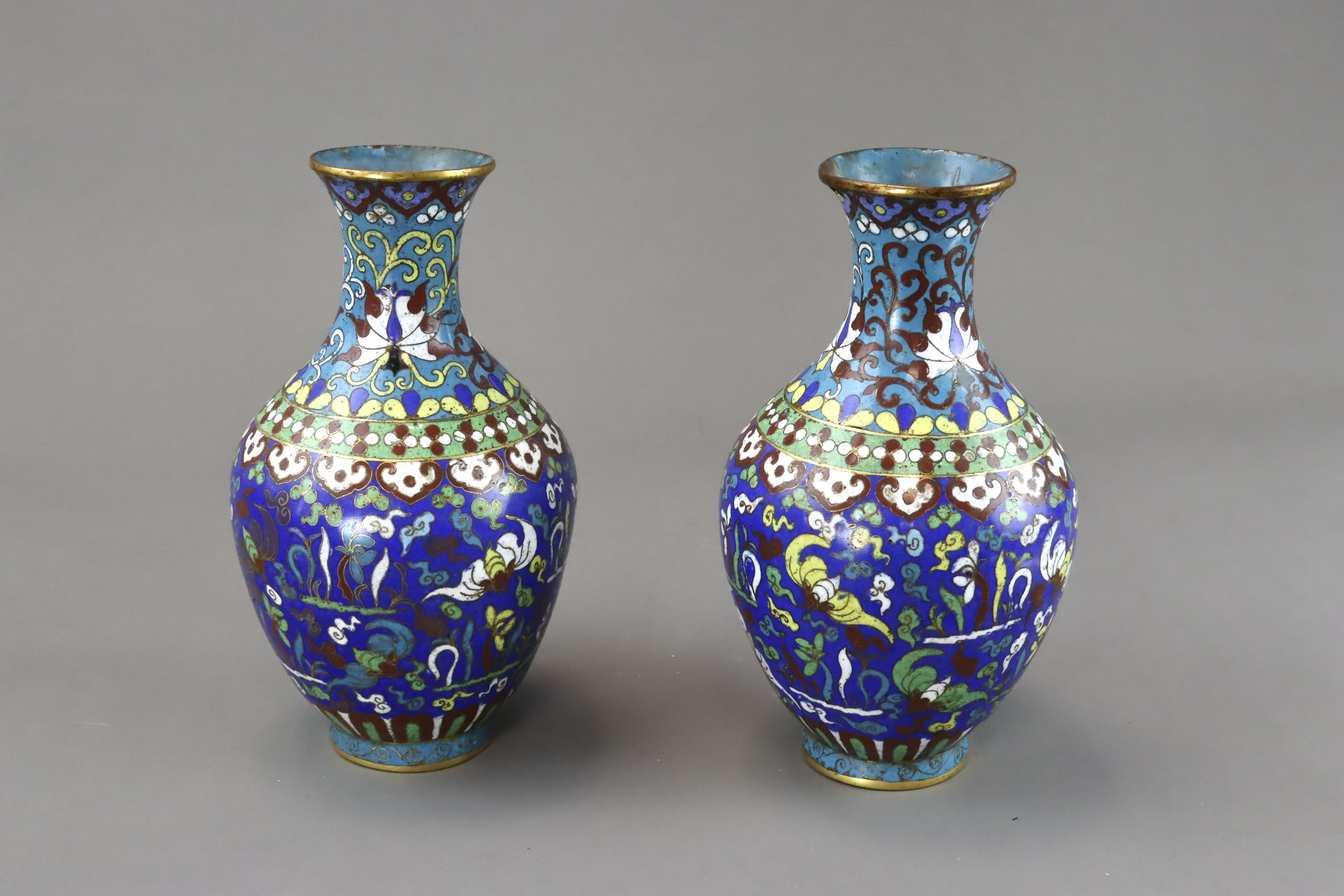 A Pair of Cloisonne Bottle Vases, 19th century, - Image 4 of 7
