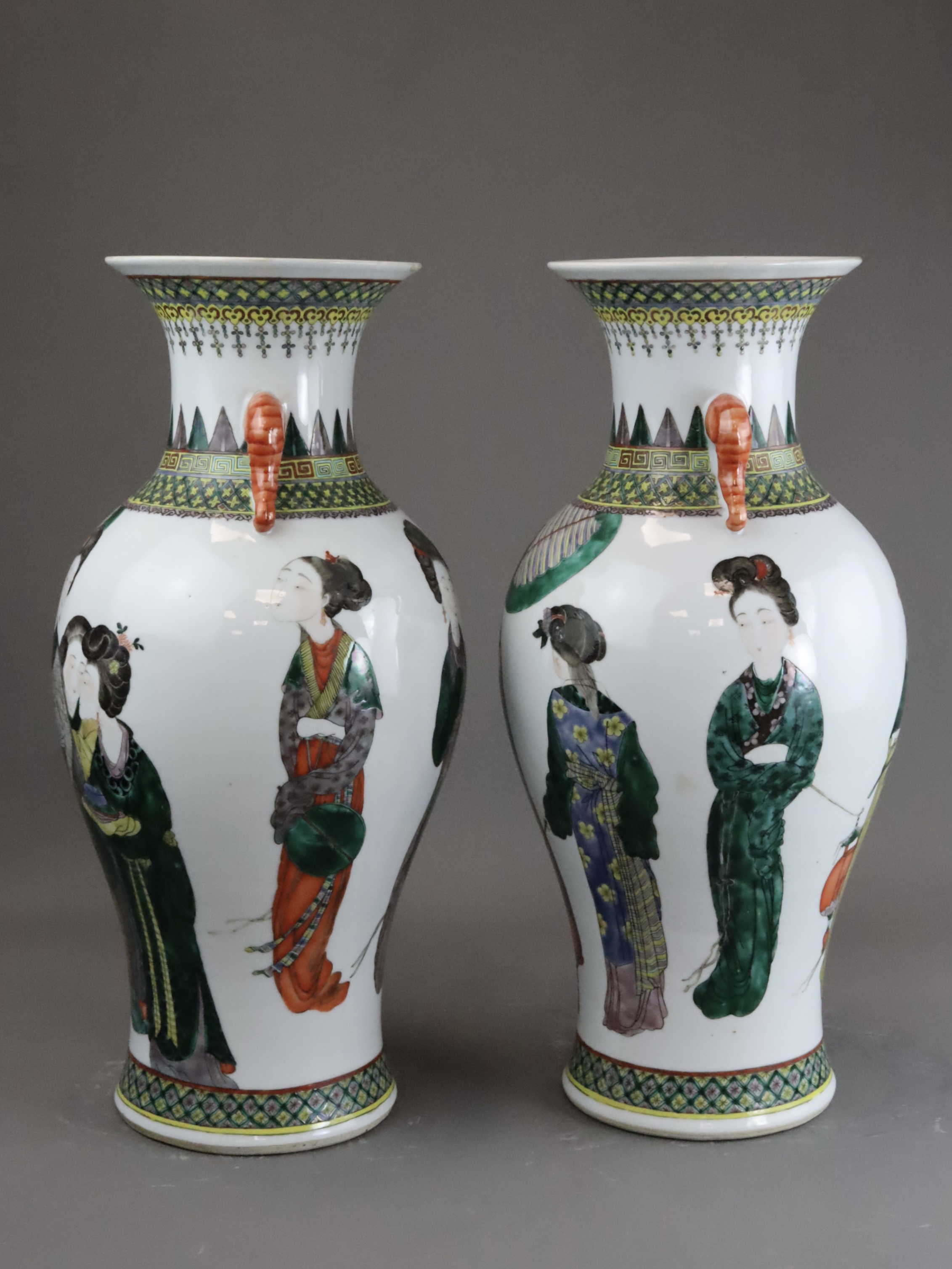 A  Pair of Erotic 'famille verte' Vases, 19th century - Image 3 of 11