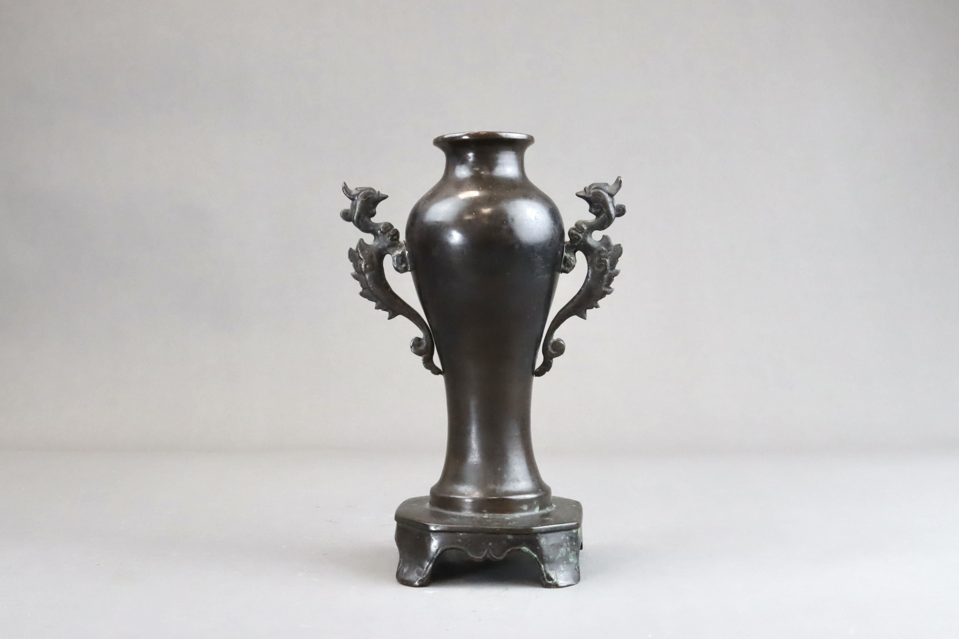 A Bronze Phoenix Handled Vase, Ming dynasty, - Image 2 of 7
