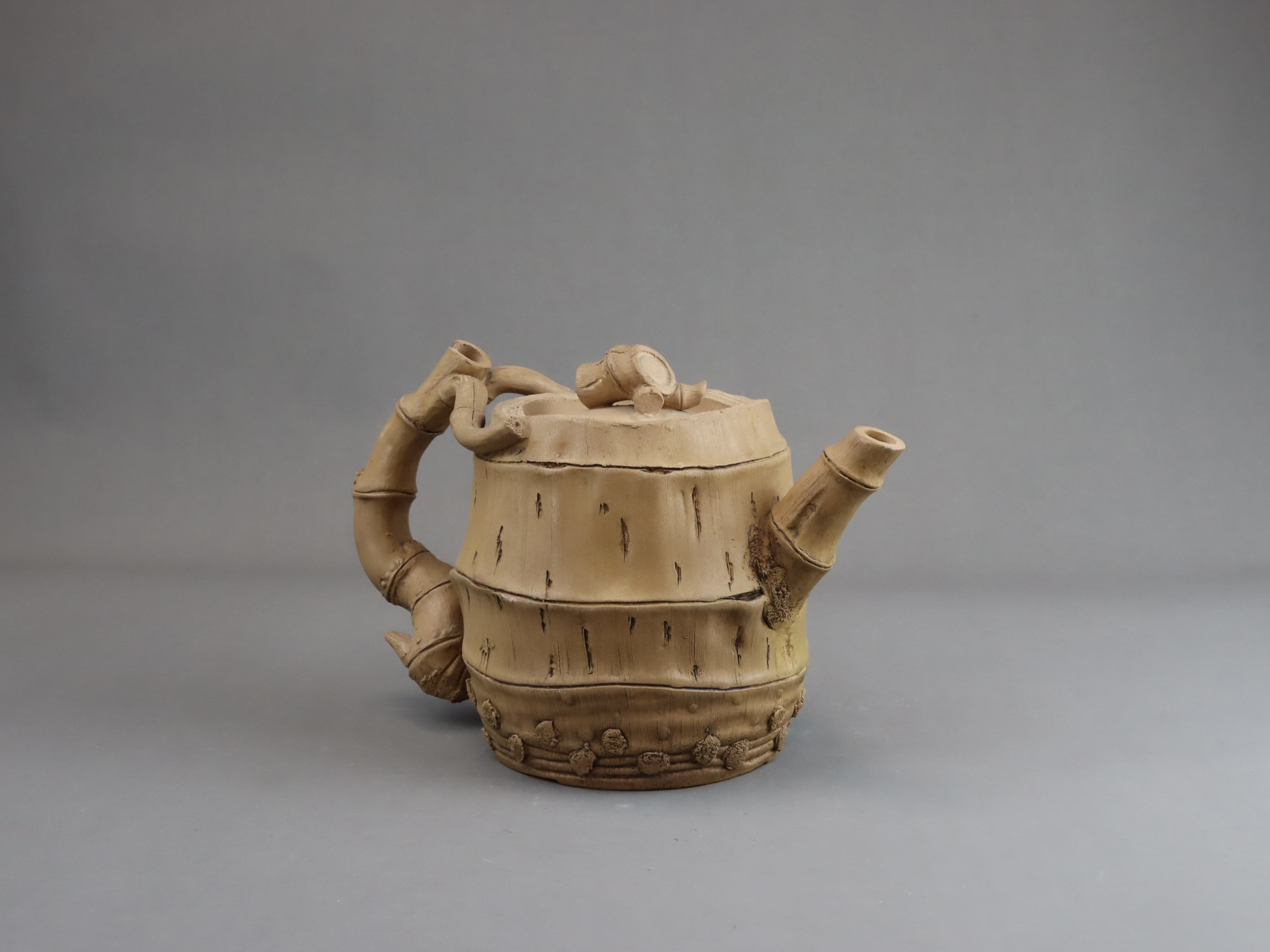 A Yixing Teapot and Cover of Bamboo Form, late Qing/early Republic - Image 4 of 8