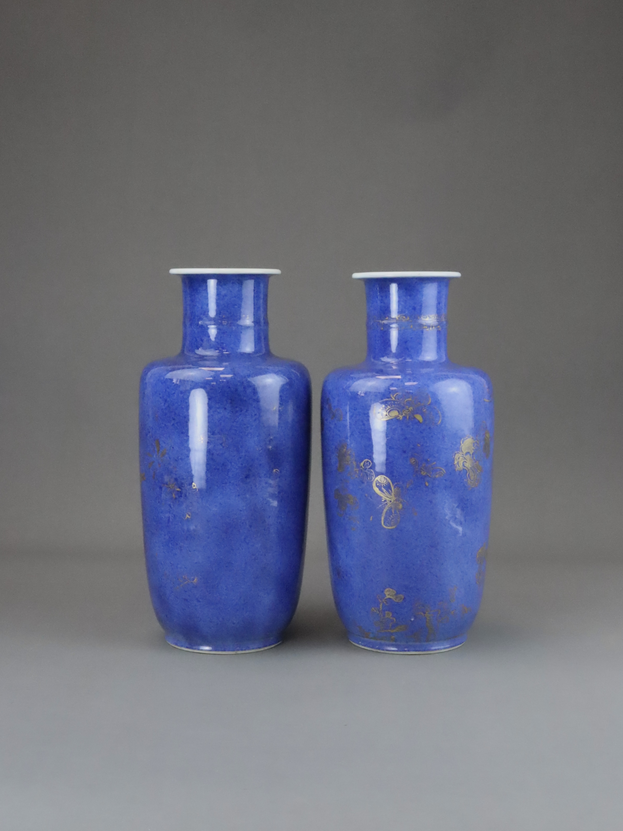 An Attractive Pair of 'bleu souffle' Rouleau Vases, Kangxi, - Image 6 of 8