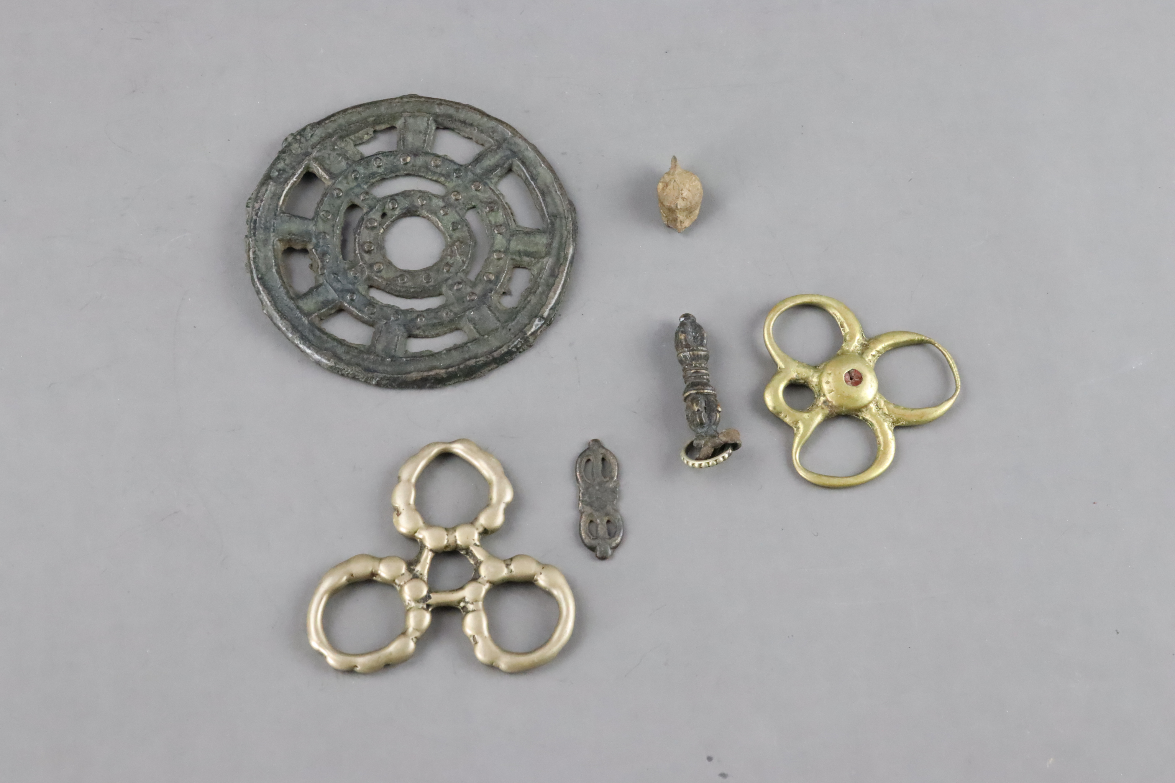 Six Small Bronzes, mainly Tibetan, 19th century and earlier, - Image 2 of 8