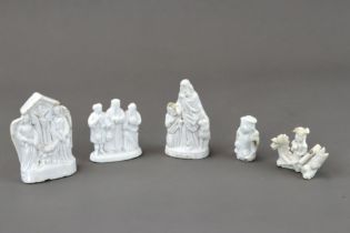 Five 'blanc de chine' European subject Miniatures, 18/19th century,