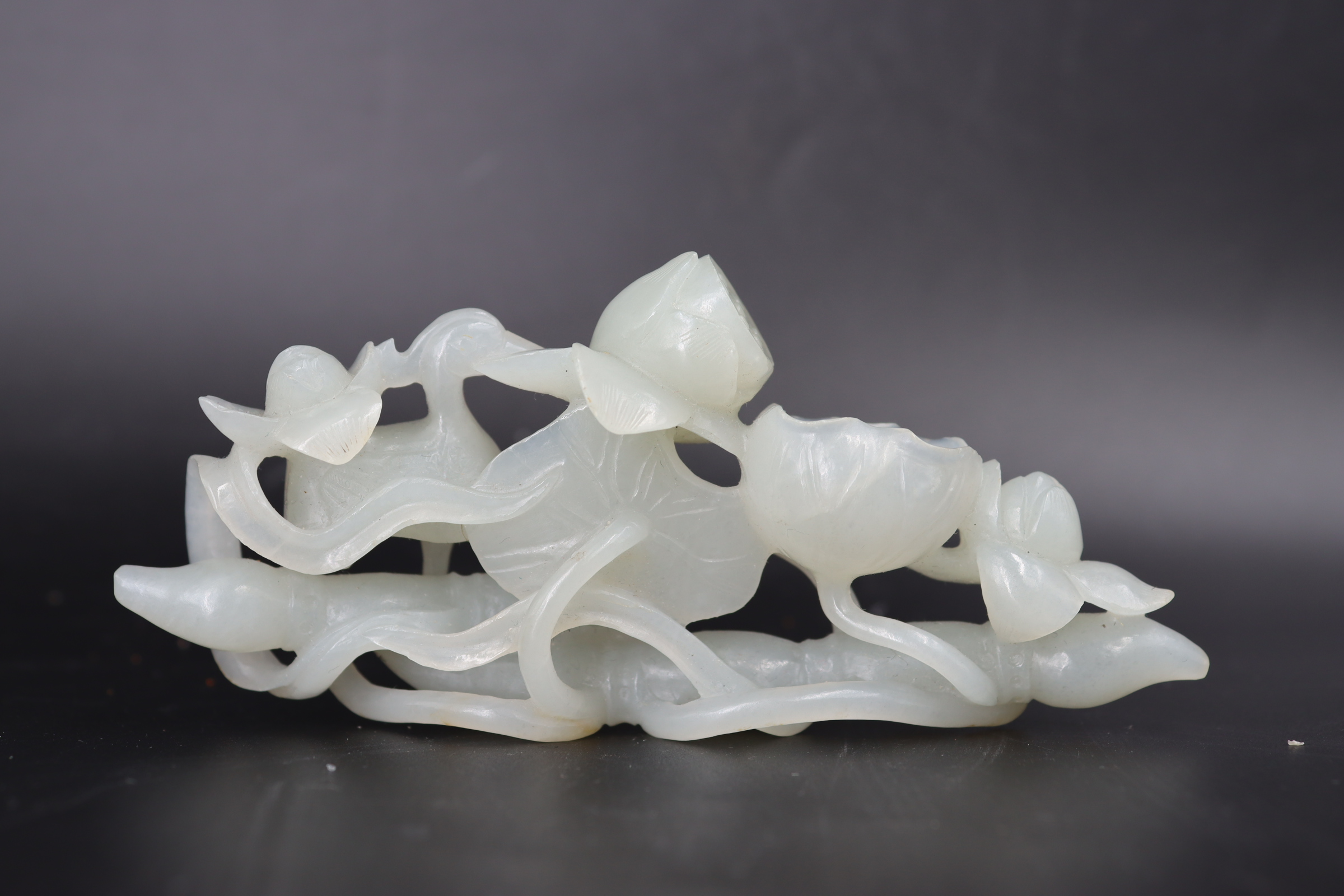 A White Jade Lotus Flower and Root, Qing dynasty - Image 3 of 12