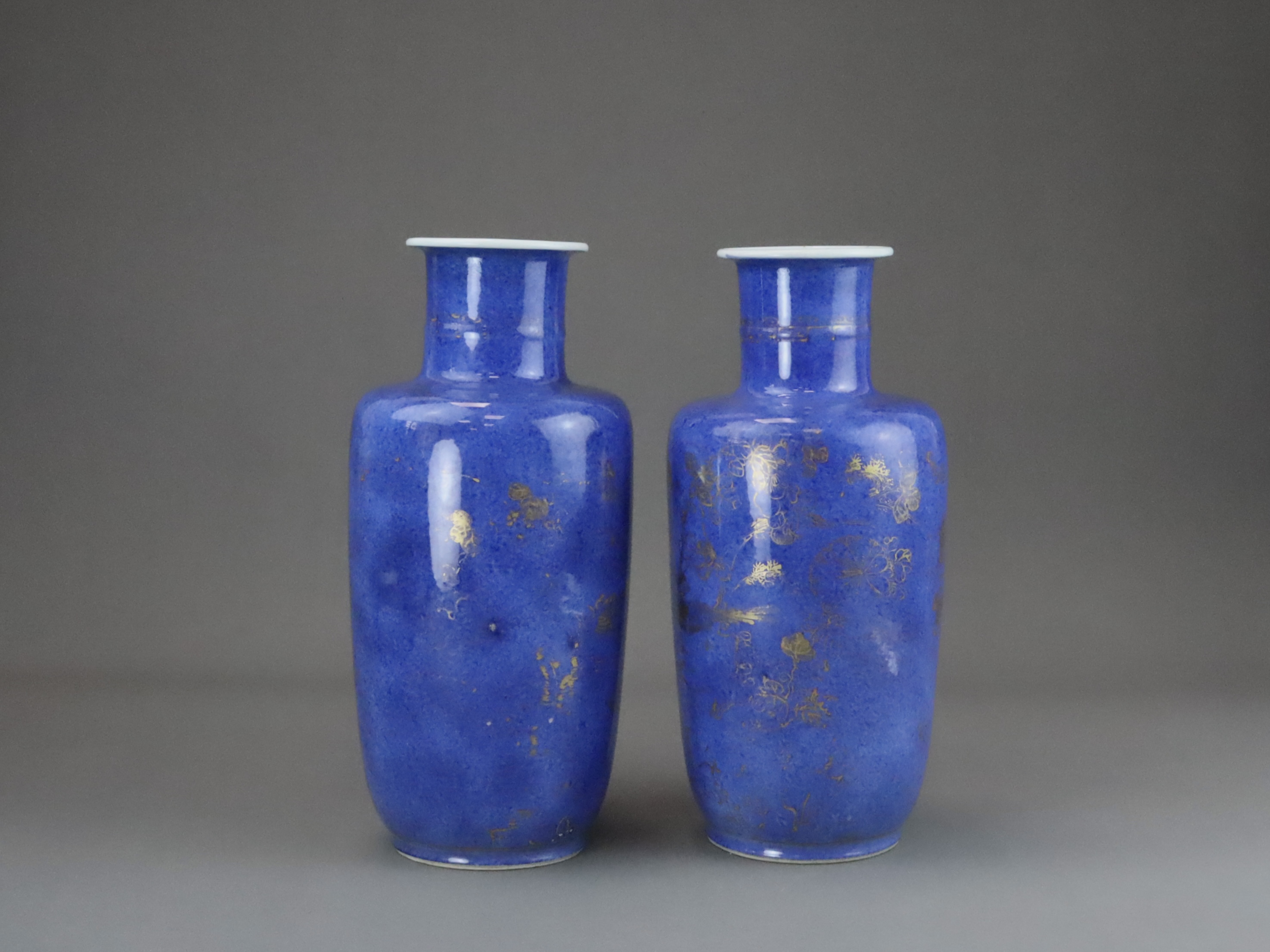 An Attractive Pair of 'bleu souffle' Rouleau Vases, Kangxi, - Image 4 of 8