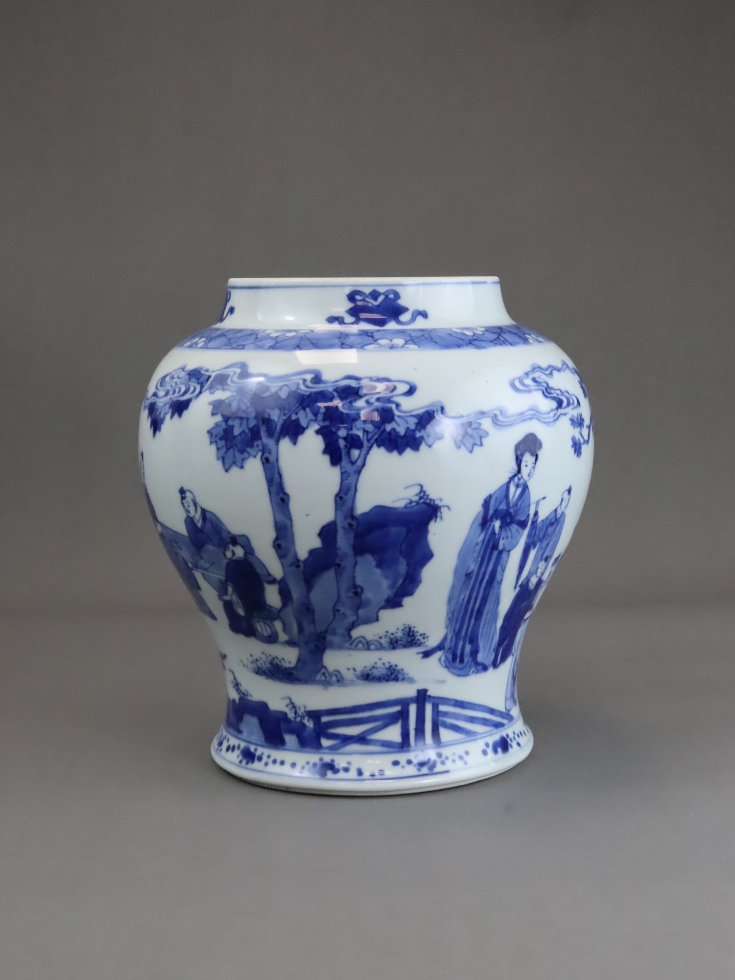 A Blue and White Jar with Boys Playing, Kangxi - Image 6 of 10