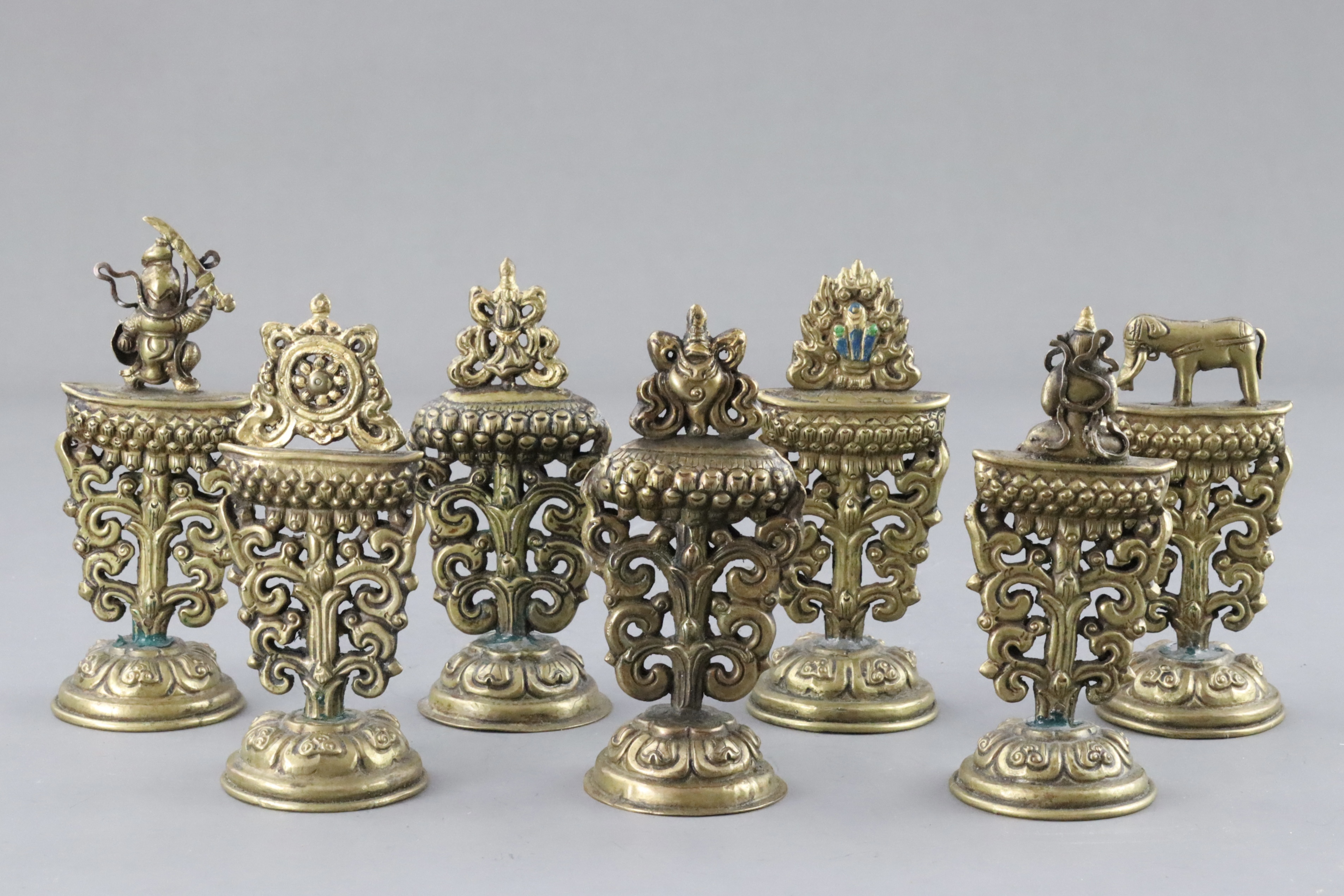 A Rare Group of Seven Copper alloy Altar Emblems, 17/18th century, - Bild 4 aus 6
