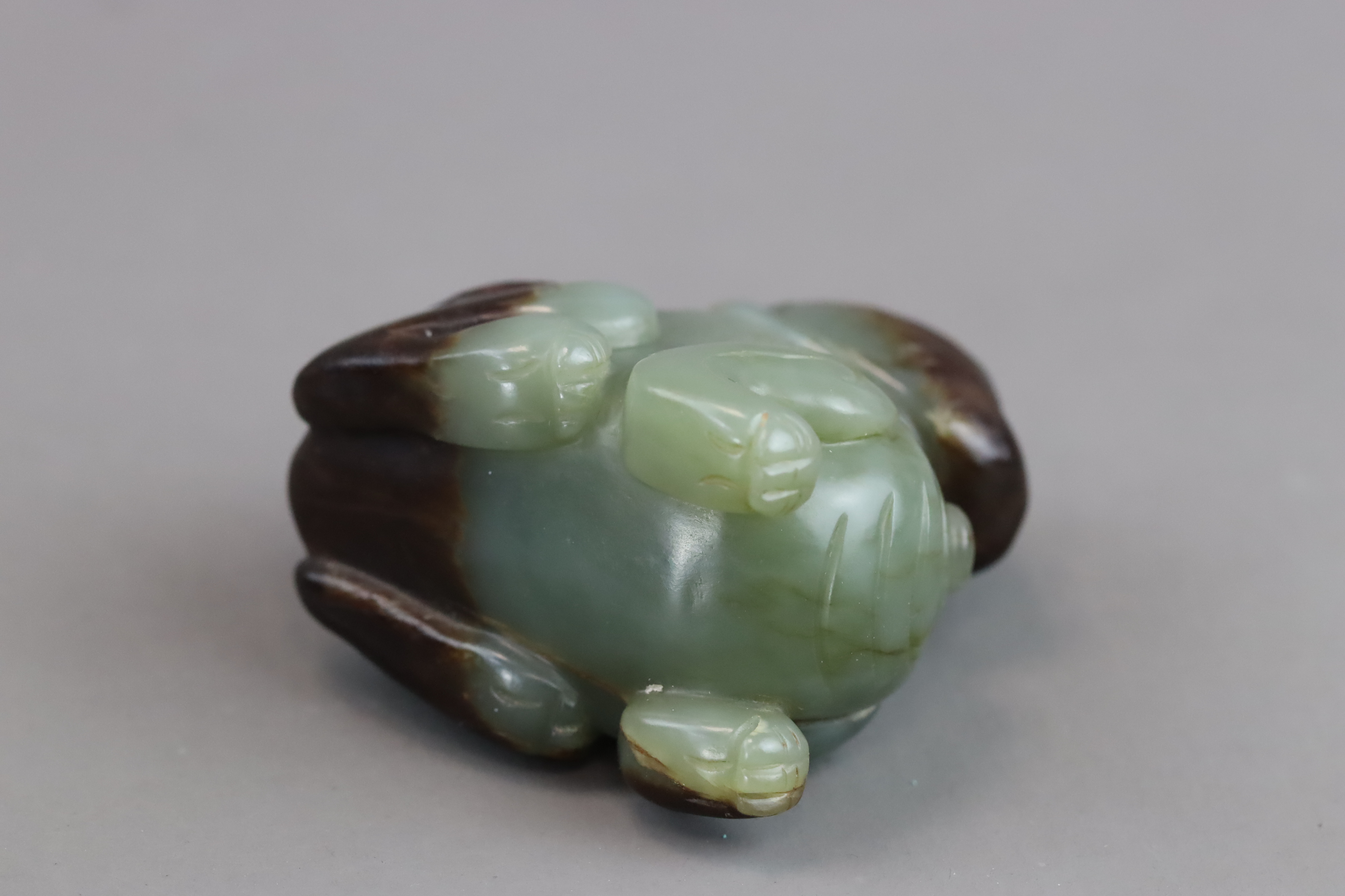 A Green and Brown Jade Seated Lion, Ming dynasty, - Image 5 of 10