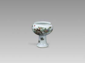  A 'famille verte' Stembowl, late Qing dynasty'