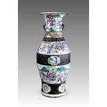A 'famille rose' Crackled glaze Warriors Vase, 19th century