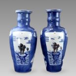 A large Pair of Underglaze Red and Blue decorated Vases, Kangxi,