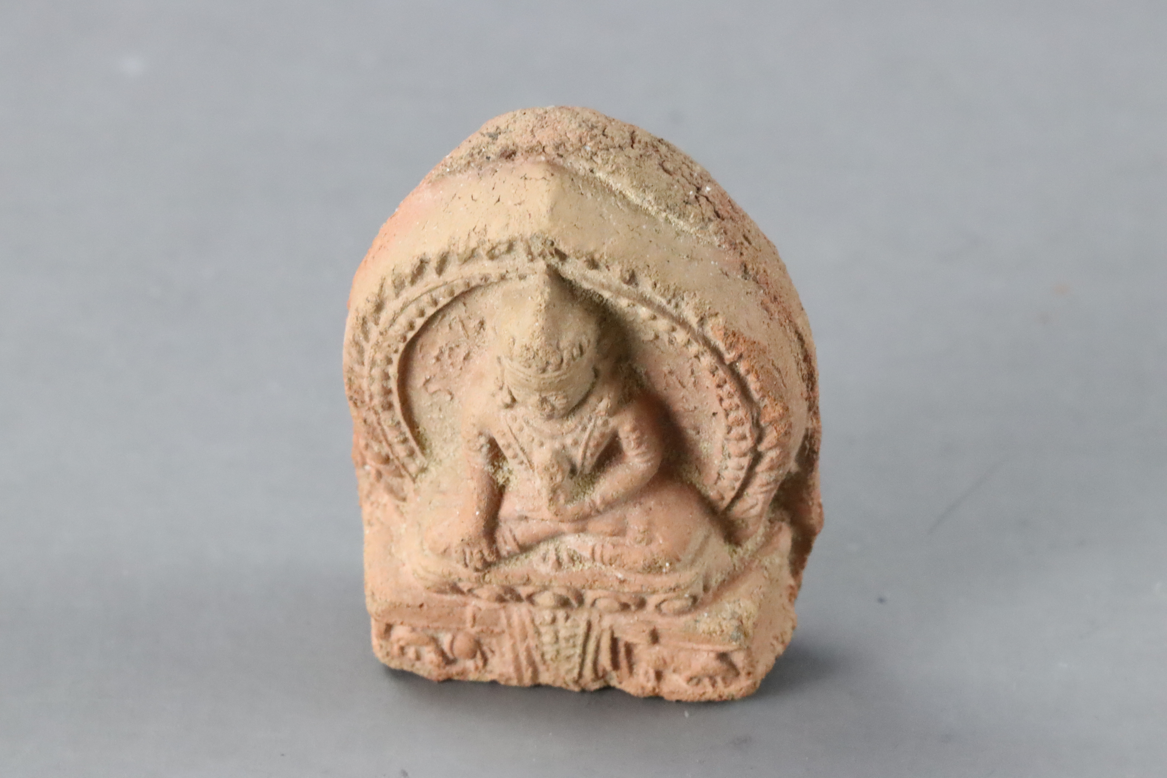 Six moulded Pottery Tsa Tsa, Qing dynasty, A Miniature Bronze seated Bodhisattvas, and a copper Gau, - Image 8 of 18