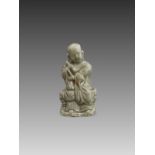 A Rare Miniature Yaozhou Celadon-glazed Figure of a Monk, Song dynasty