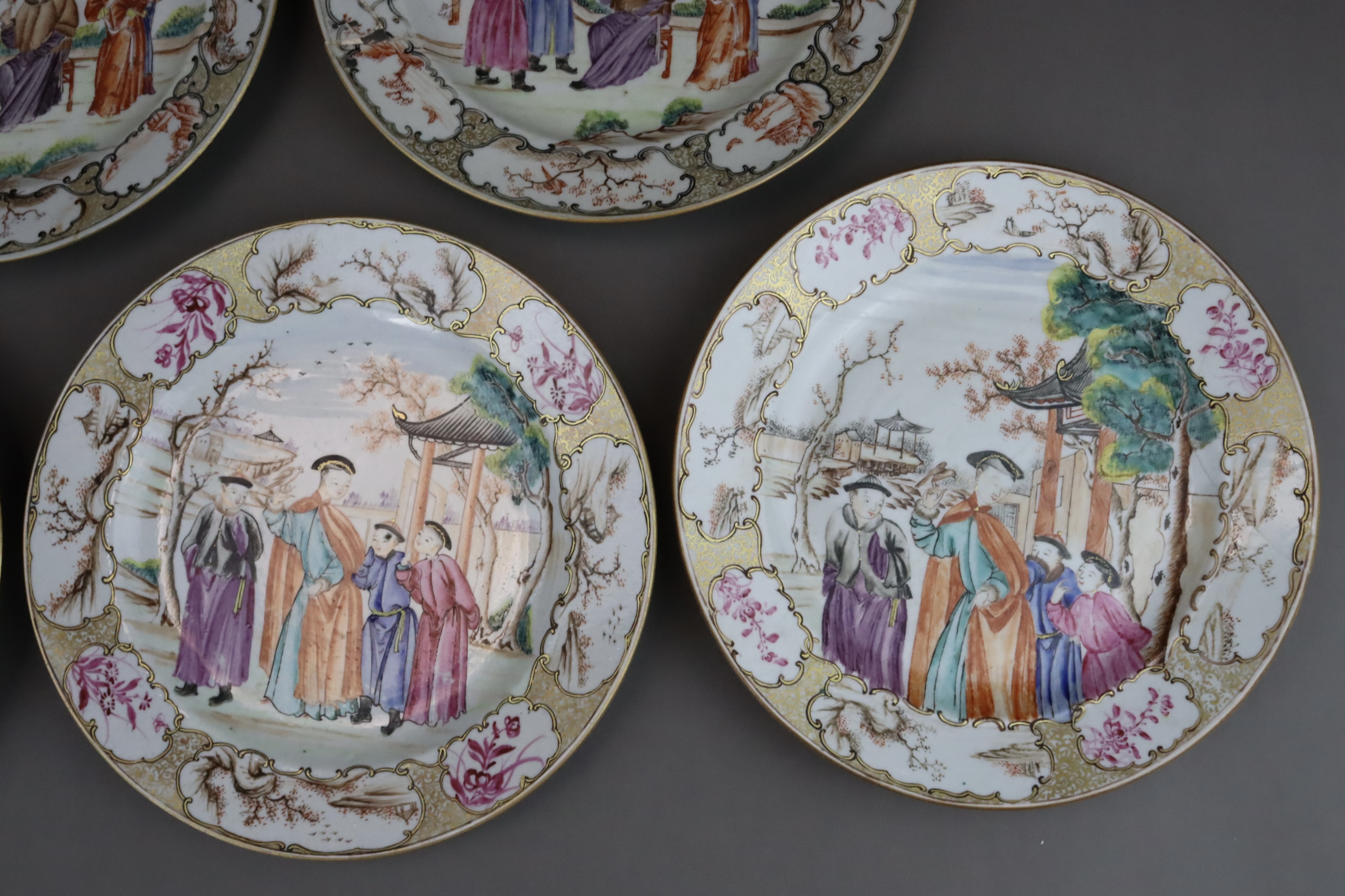 A Set of 9  Blue and White and 'famille rose' Plates, Qianlong - Image 4 of 11