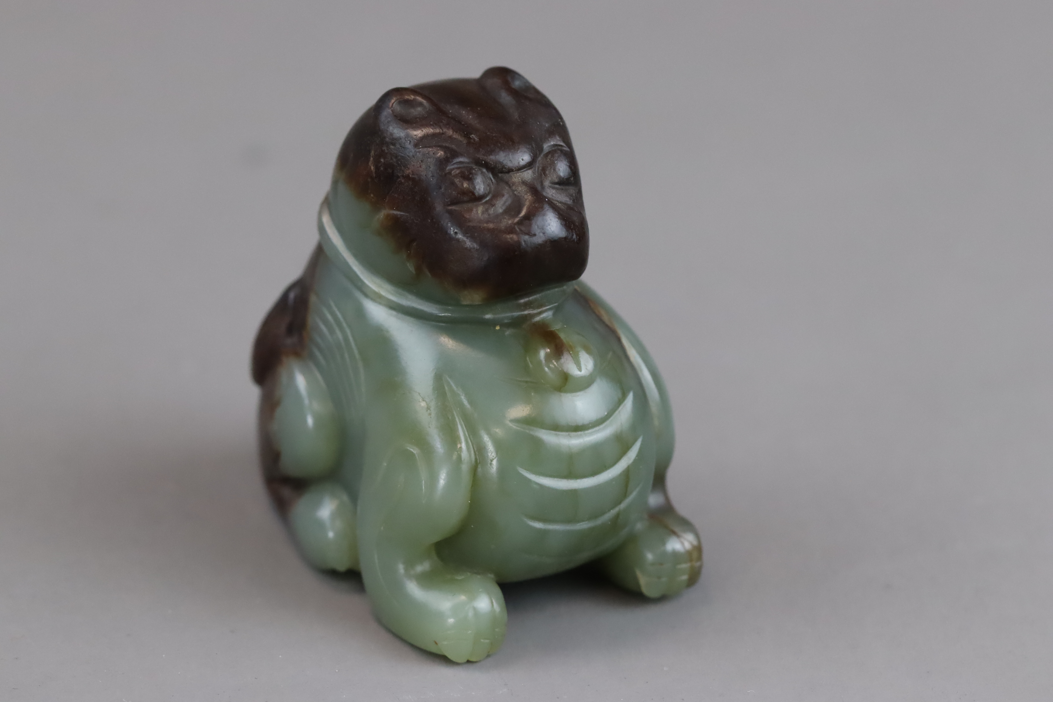 A Green and Brown Jade Seated Lion, Ming dynasty, - Image 10 of 10