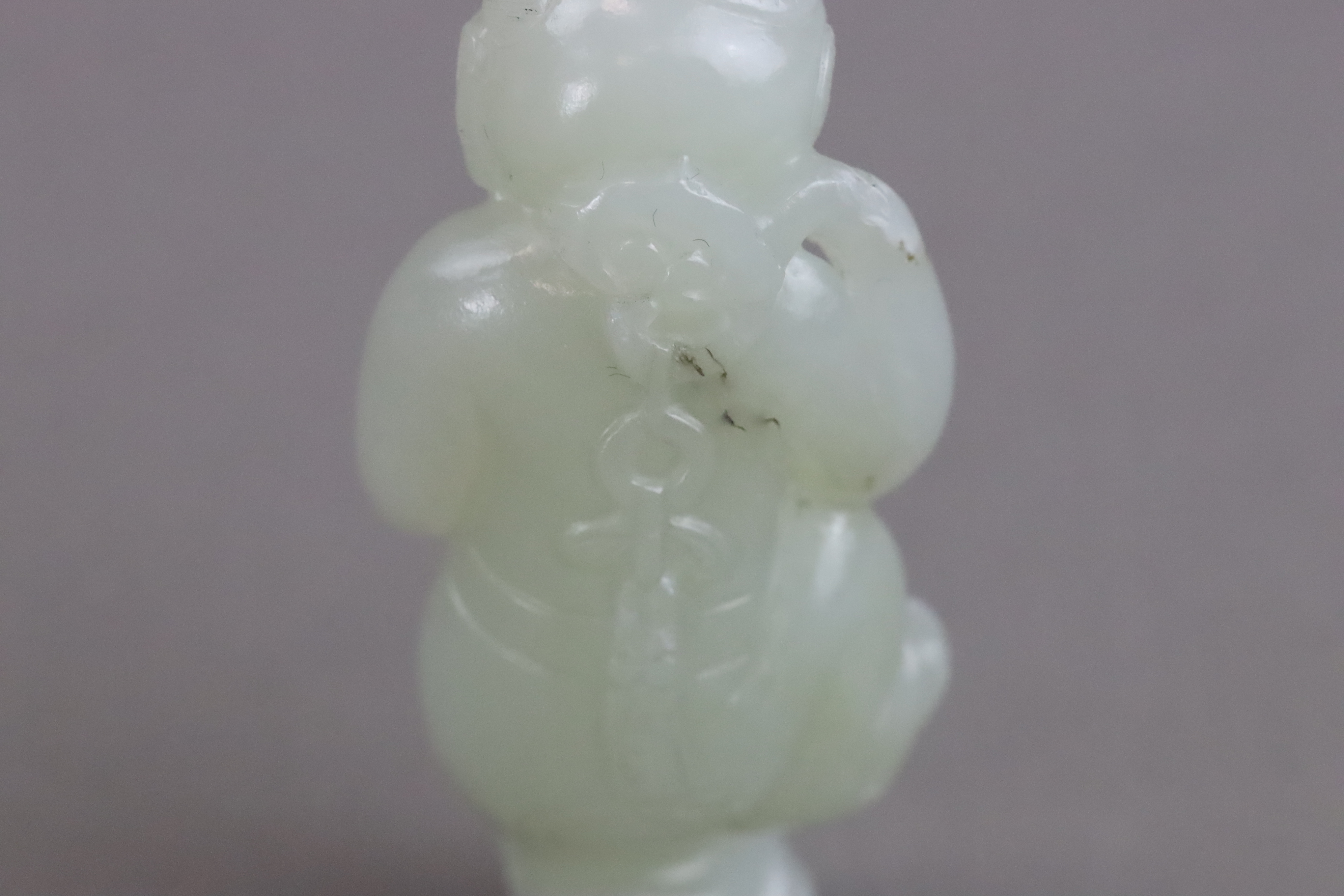 A Pale Celadon Jade Boy, and a Brown Jade Three Boy Group, Qianlong and earlier, - Image 2 of 13