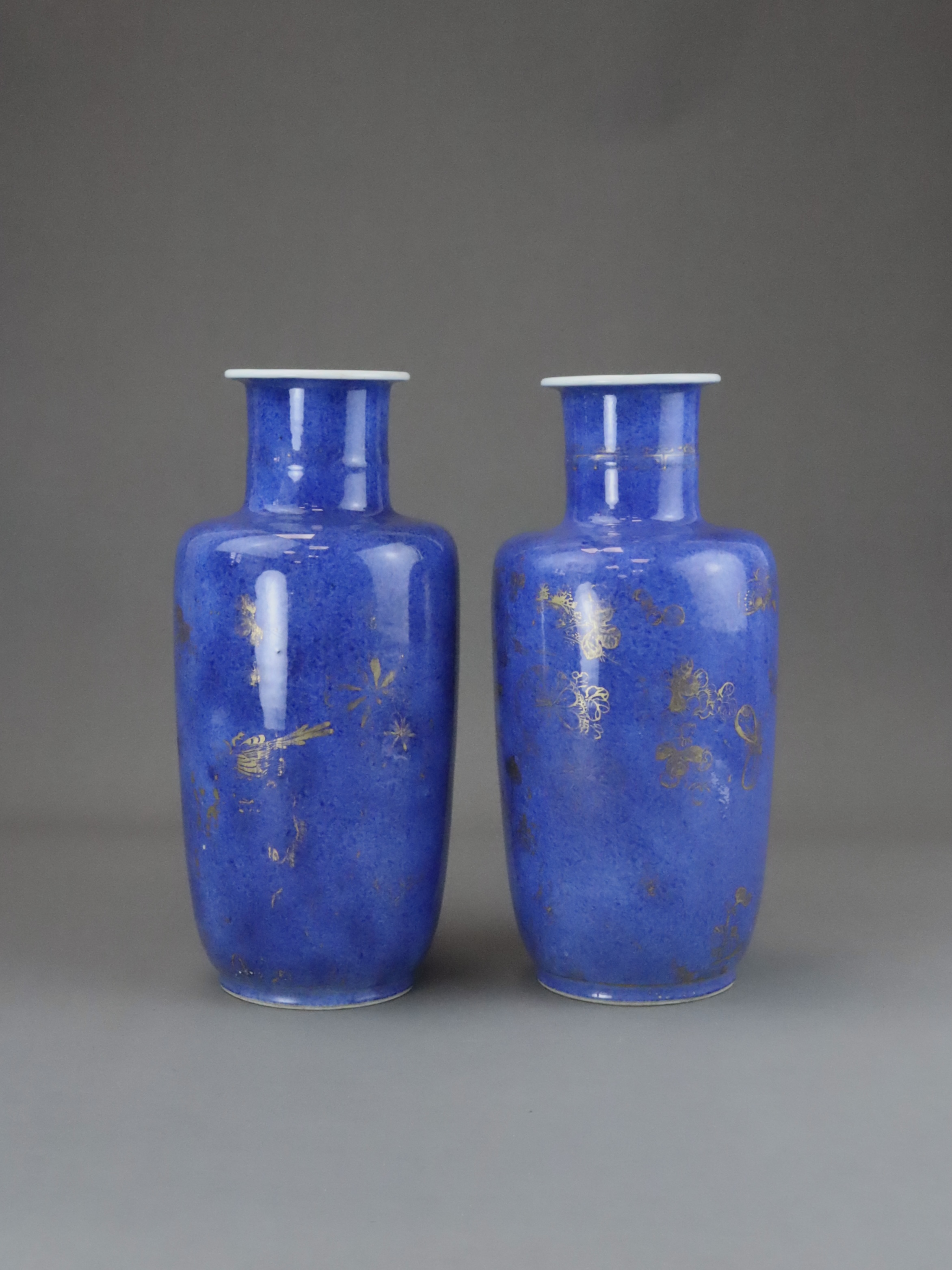 An Attractive Pair of 'bleu souffle' Rouleau Vases, Kangxi, - Image 5 of 8