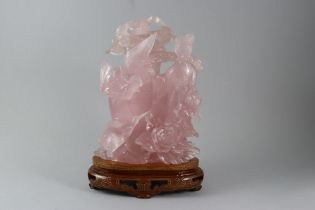 A Carved Rose Quartz Vase and Cover, 20th century